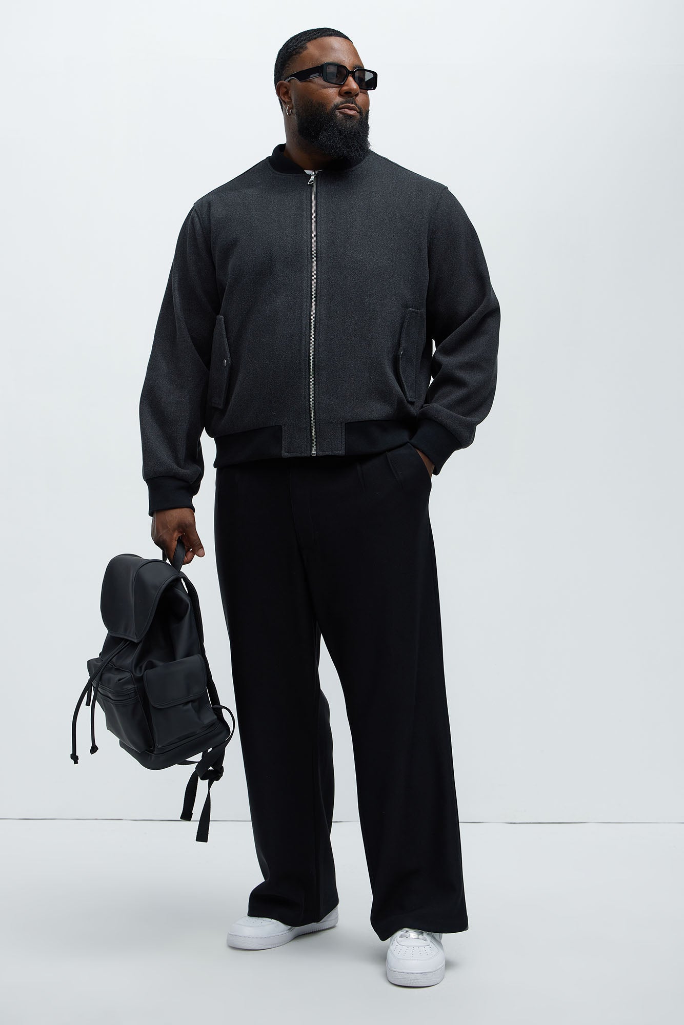 Avery Textured Bomber Jacket - Black - Image 7