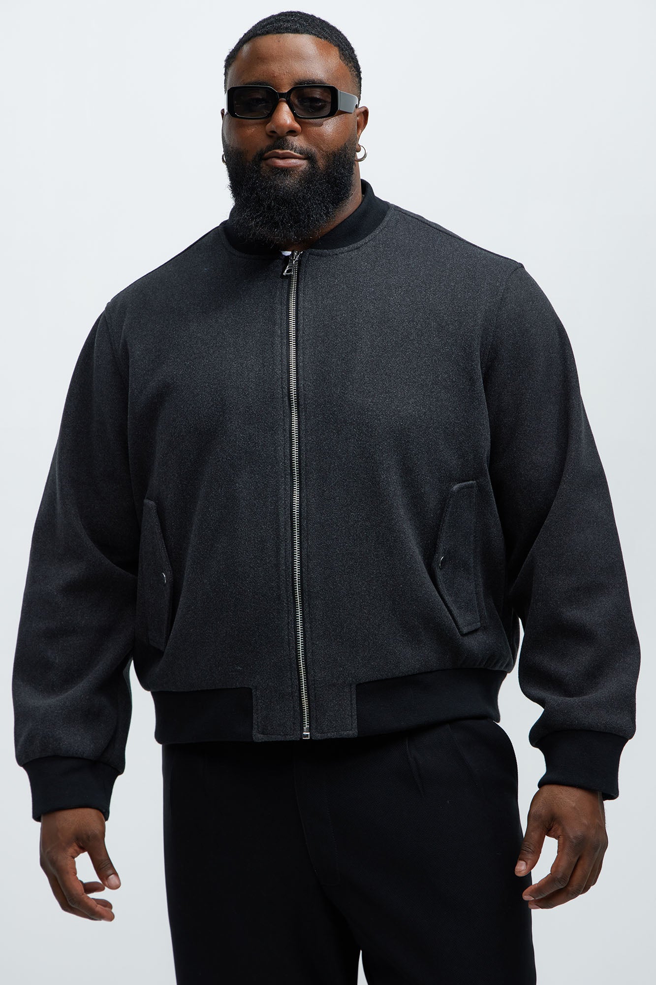 Avery Textured Bomber Jacket - Black - Image 6