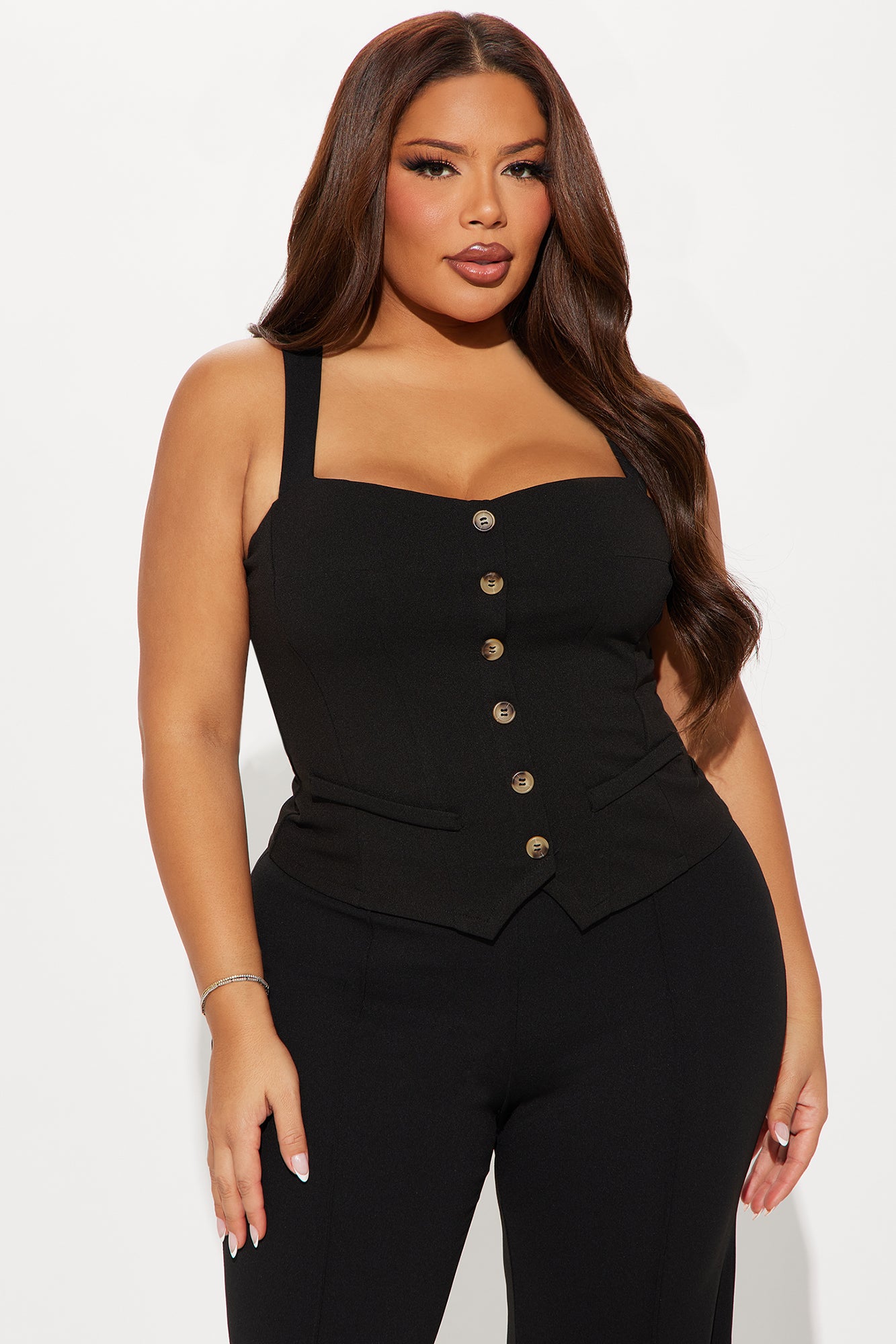 Office Crush Vest Top - Black - Image 4
