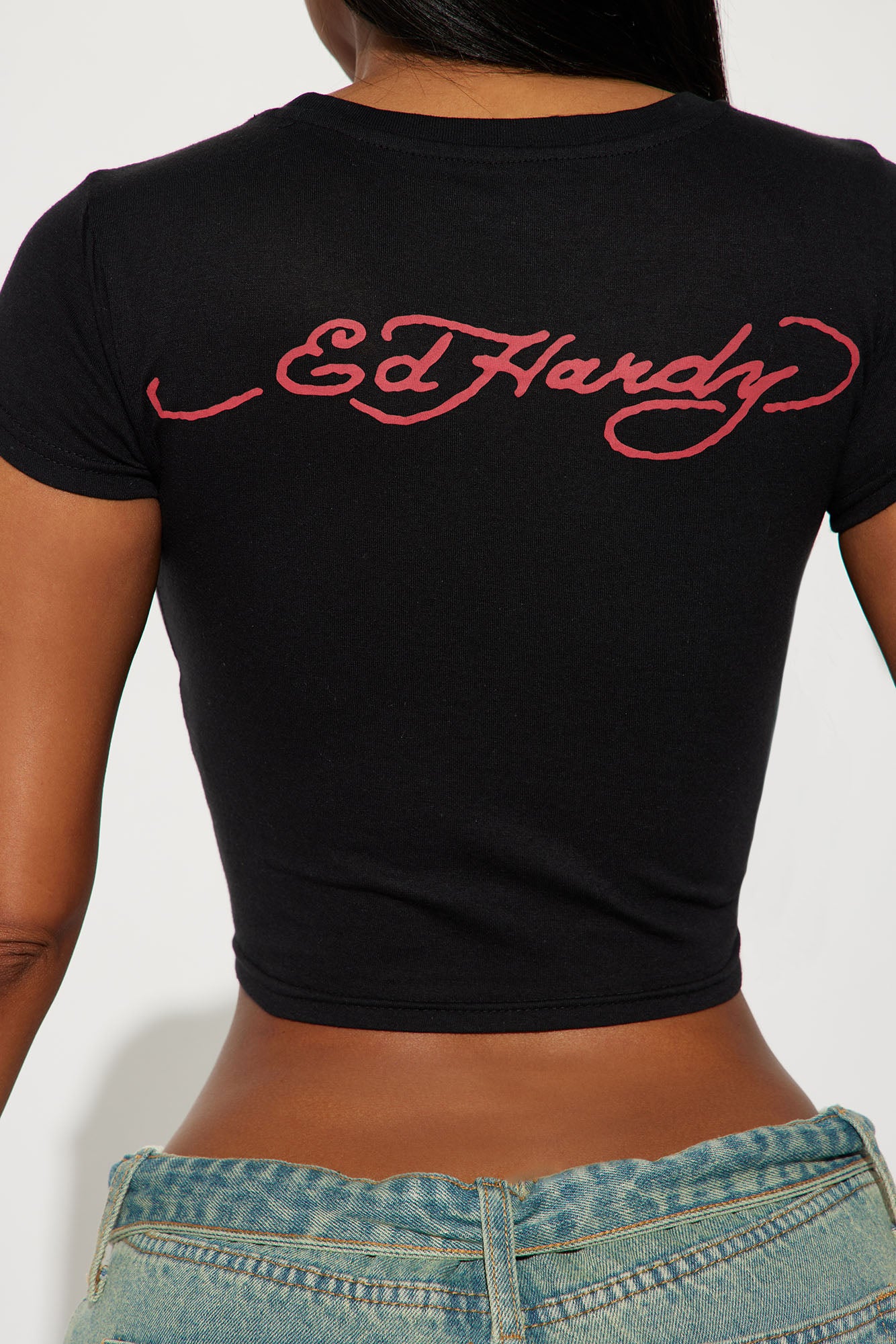Baby Devil Ed Hardy Rhinestone Tee - Black - Image 4