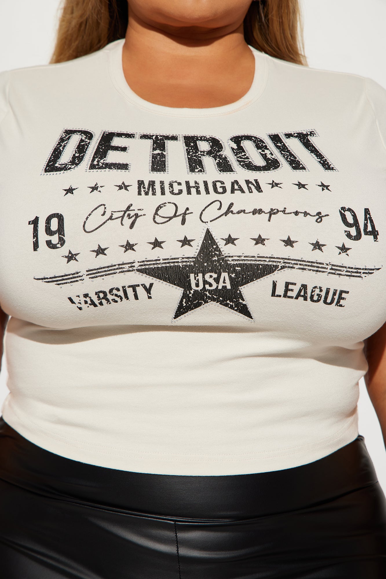 Detroit Embellished Tee - Beige - Image 7