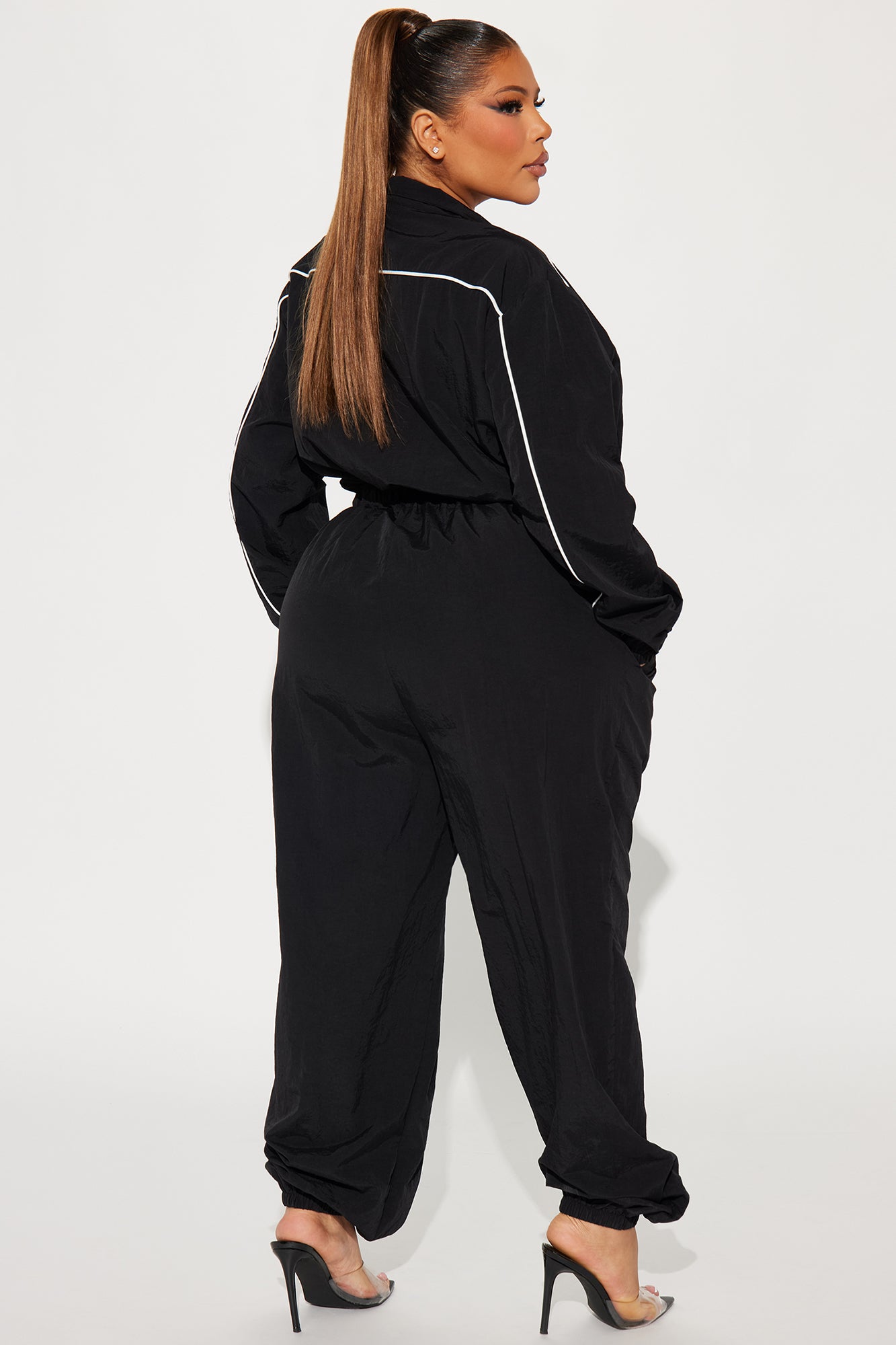 Sporty Love Windbreaker Jumpsuit - Black/White - Image 8
