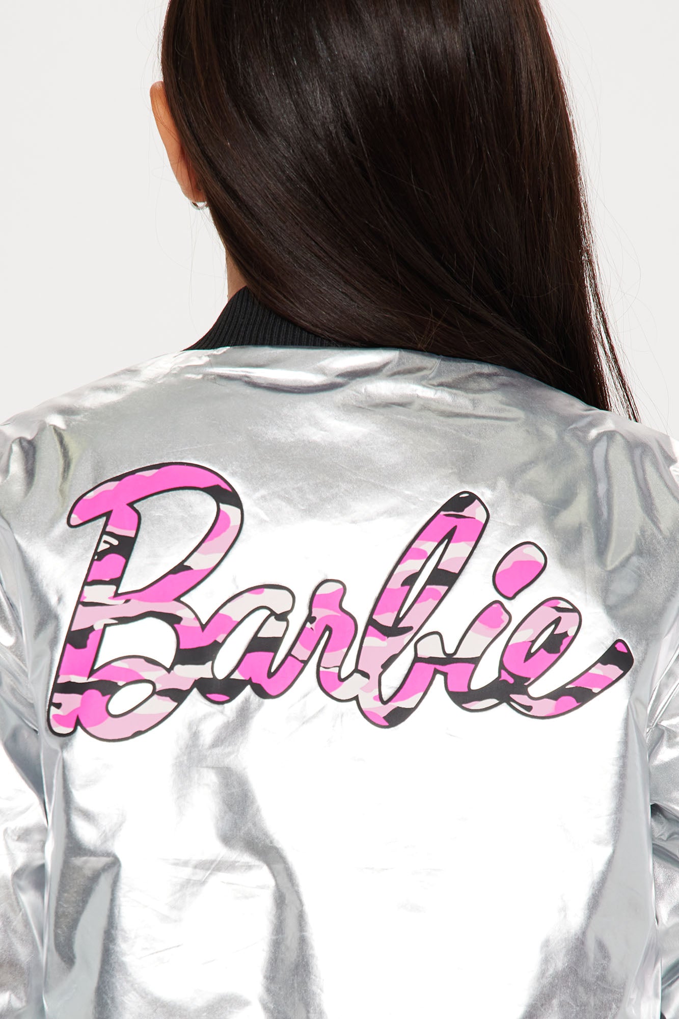 Mini Barbie Wake Up And Chase Dreams Bomber Jacket - Silver - Image 3