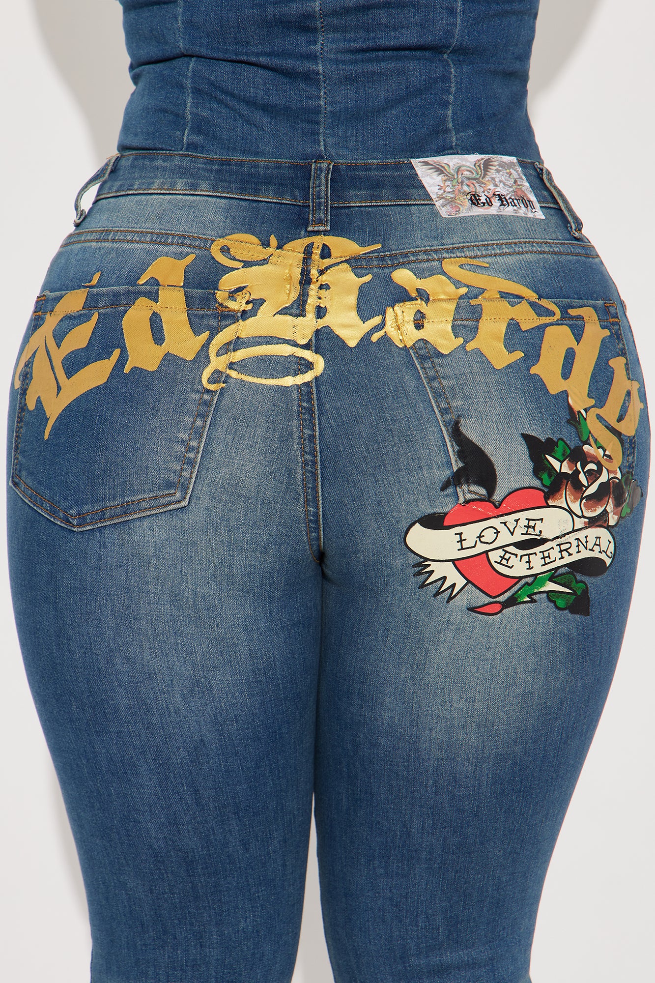 Ed Hardy True Love Denim Jumpsuit - Medium Wash - Image 6