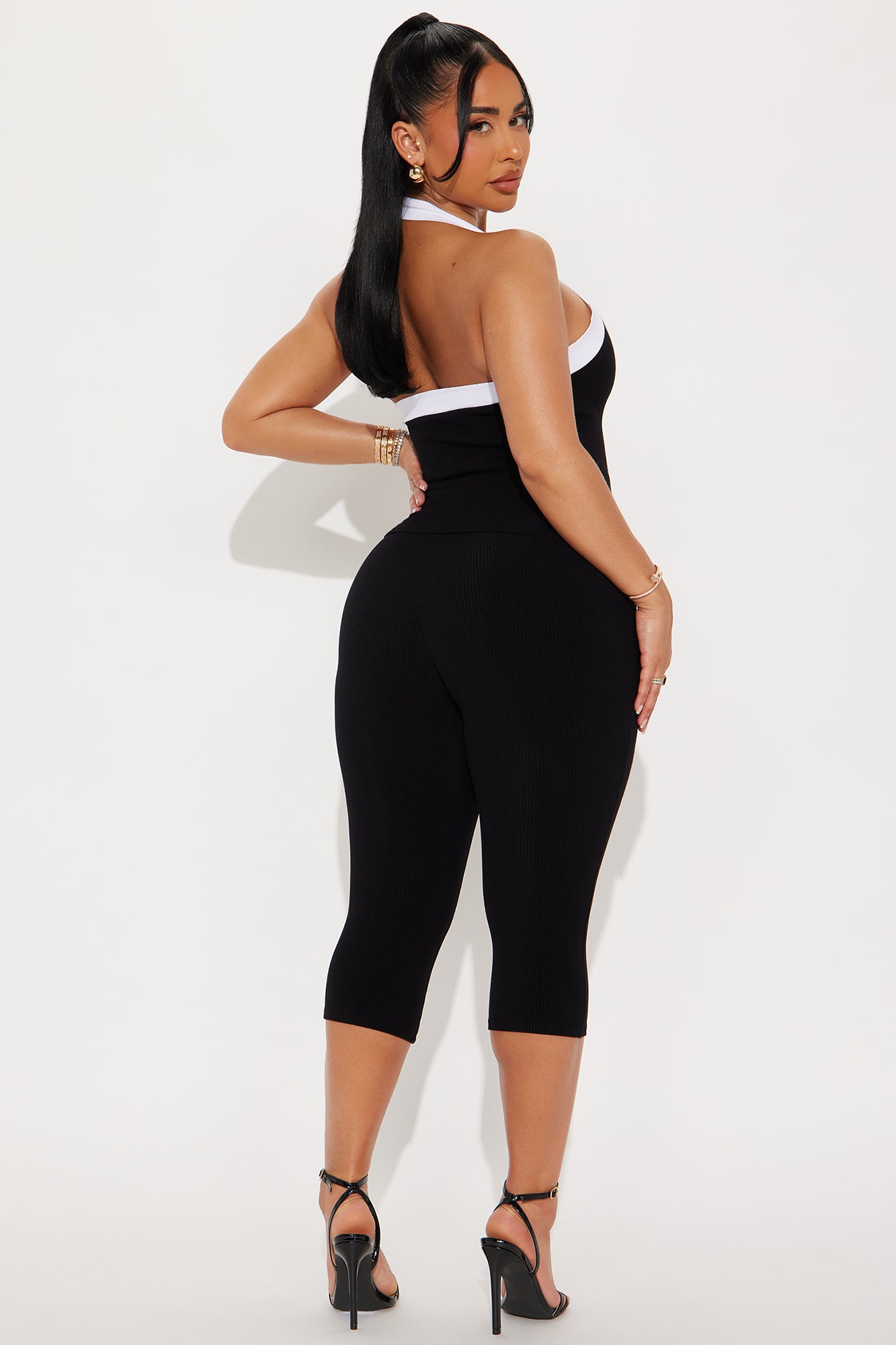 Aisha Snatched Pant Set - Black/White - Image 3