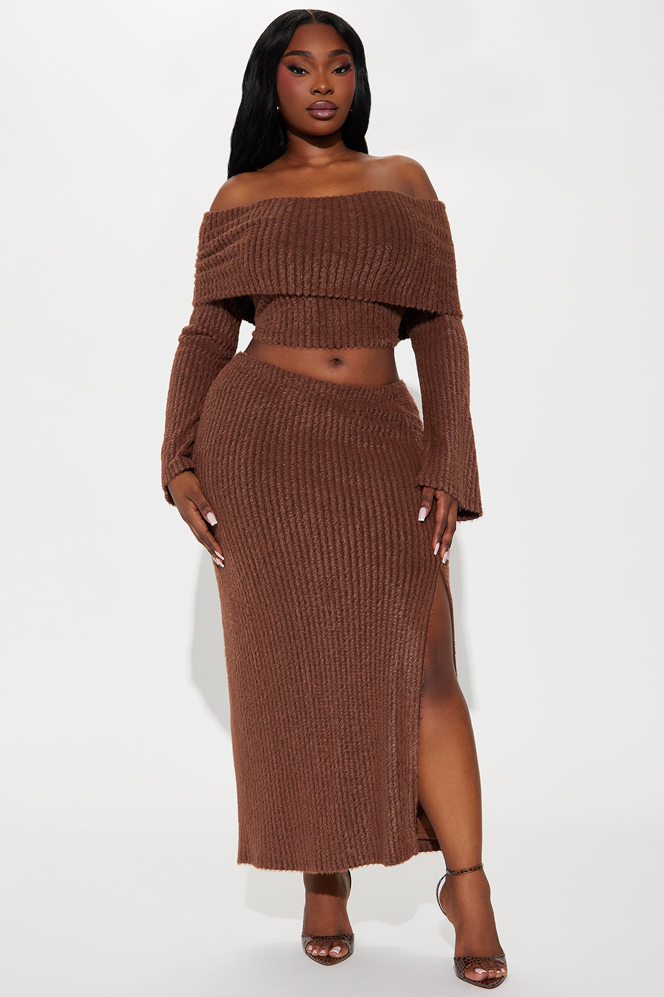 Always Sweet Sweater Skirt Set - Brown - Image 5