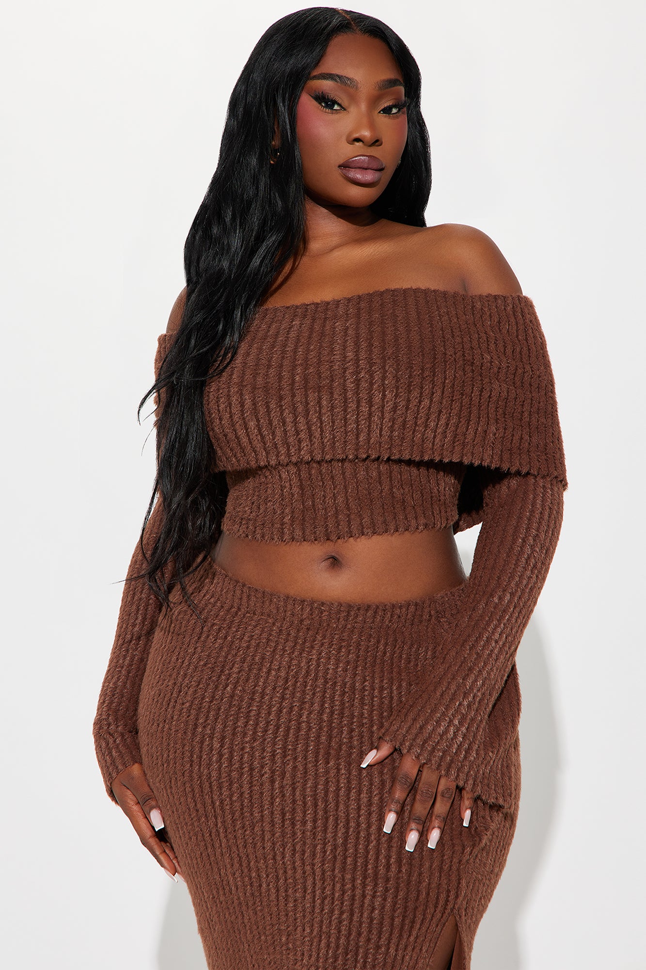 Always Sweet Sweater Skirt Set - Brown - Image 6