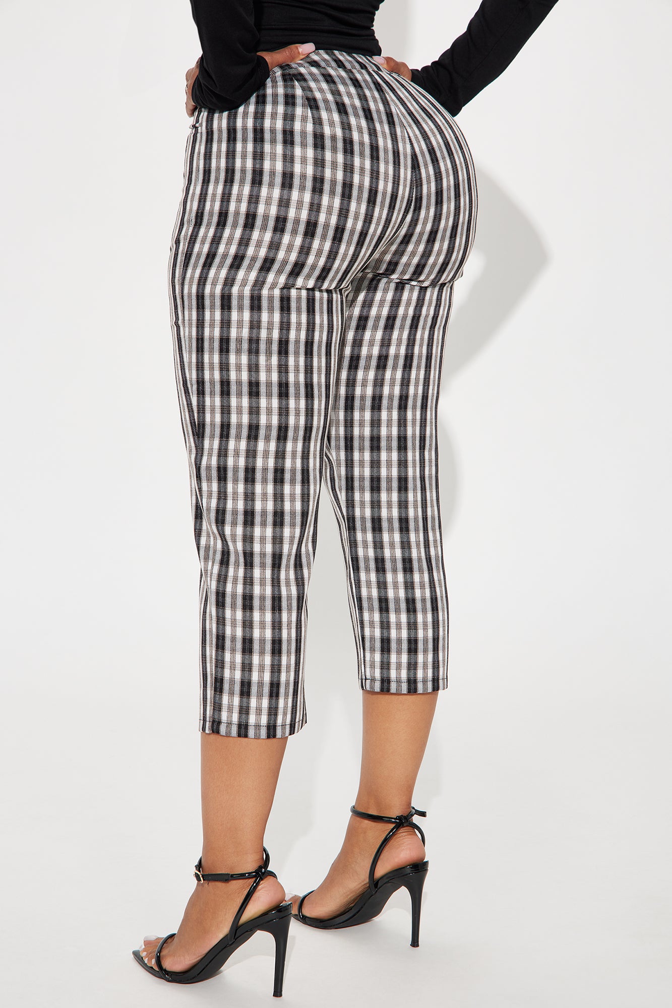 Business As Usual Plaid Capri Pant - Black - Image 3