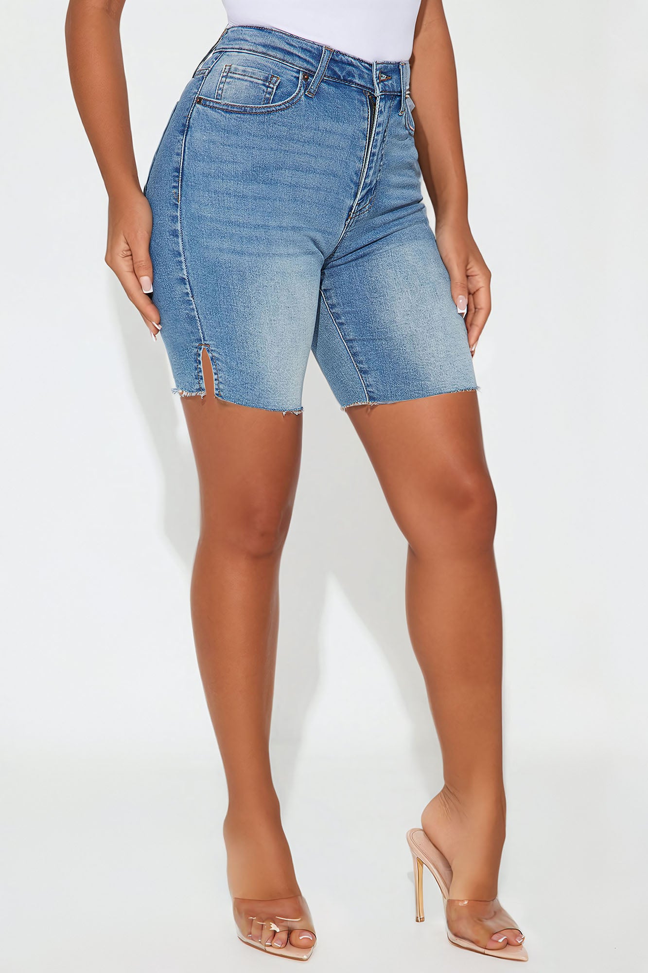 Everything's Good Super Stretch Denim Bermudas - Medium Blue Wash - Image 3
