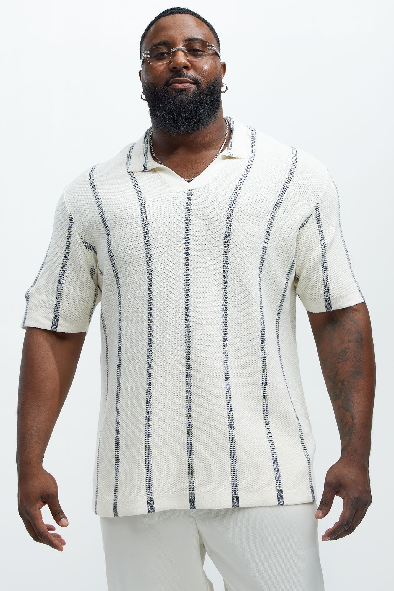 Takin Shots Textured Stripe Polo Shirt - Cream/combo - Image 5