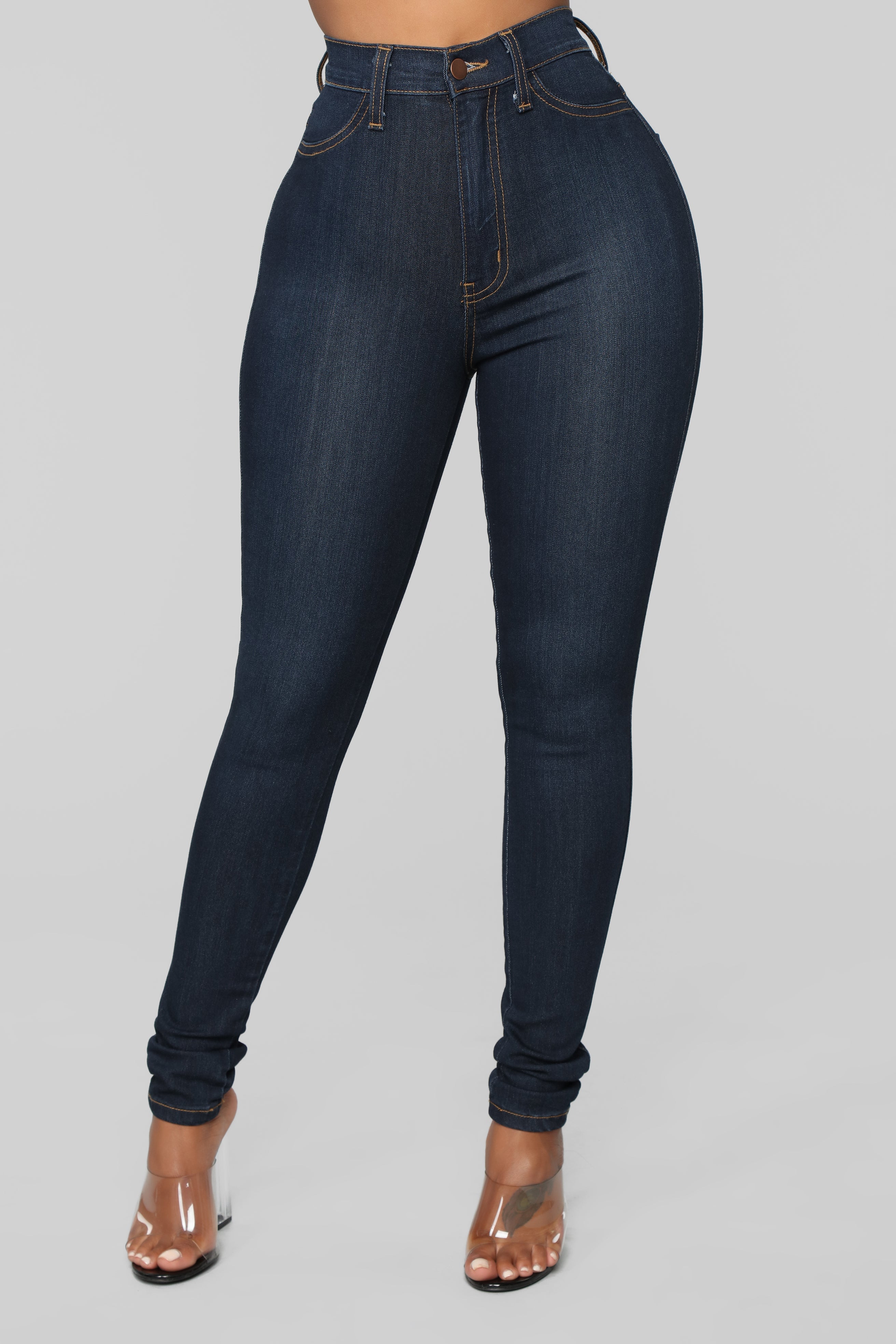 Classic High Waist Skinny Jeans - Dark Denim - Image 3