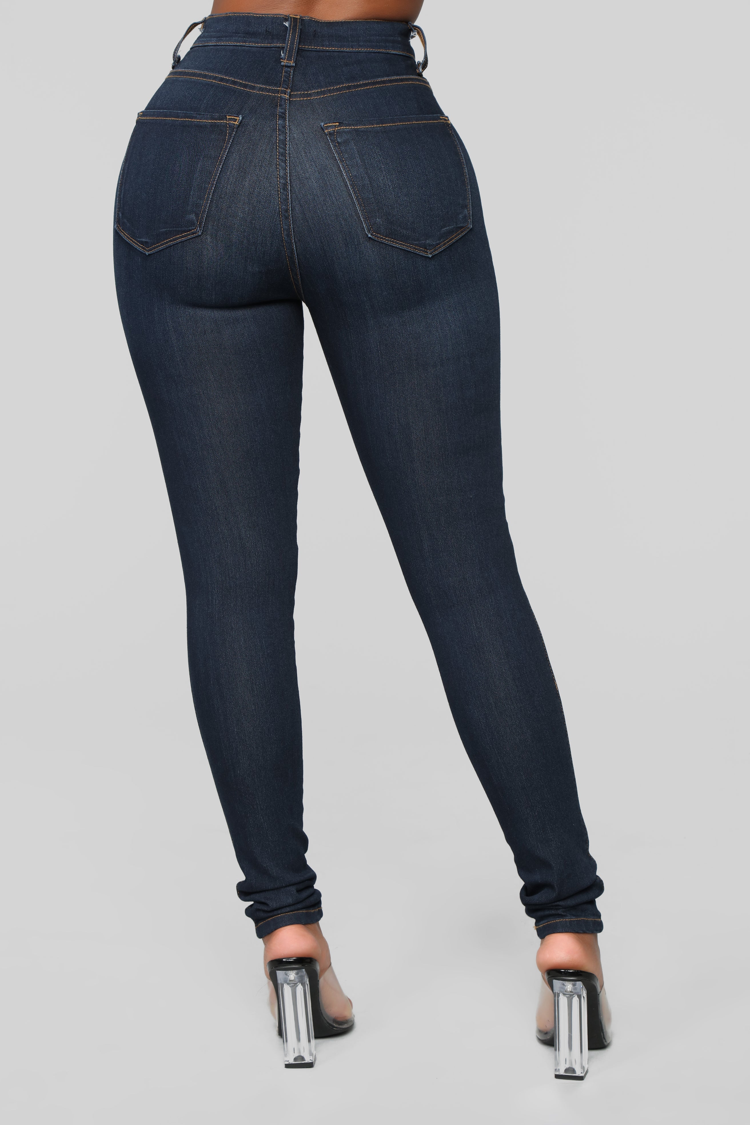 Classic High Waist Skinny Jeans - Dark Denim - Image 4