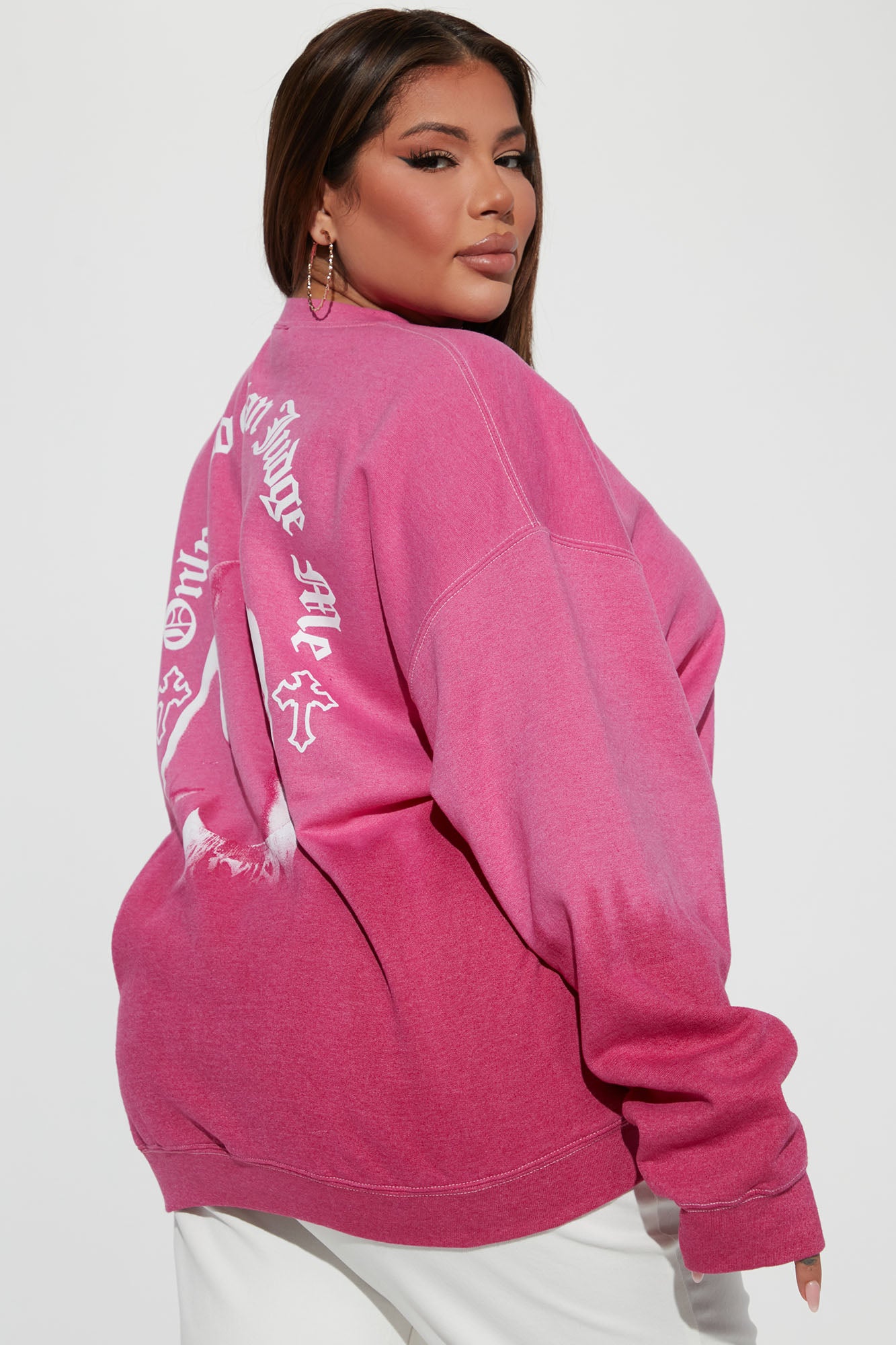 Can't Judge Me 2Pac Crew Neck Sweatshirt - Fuchsia - Image 7