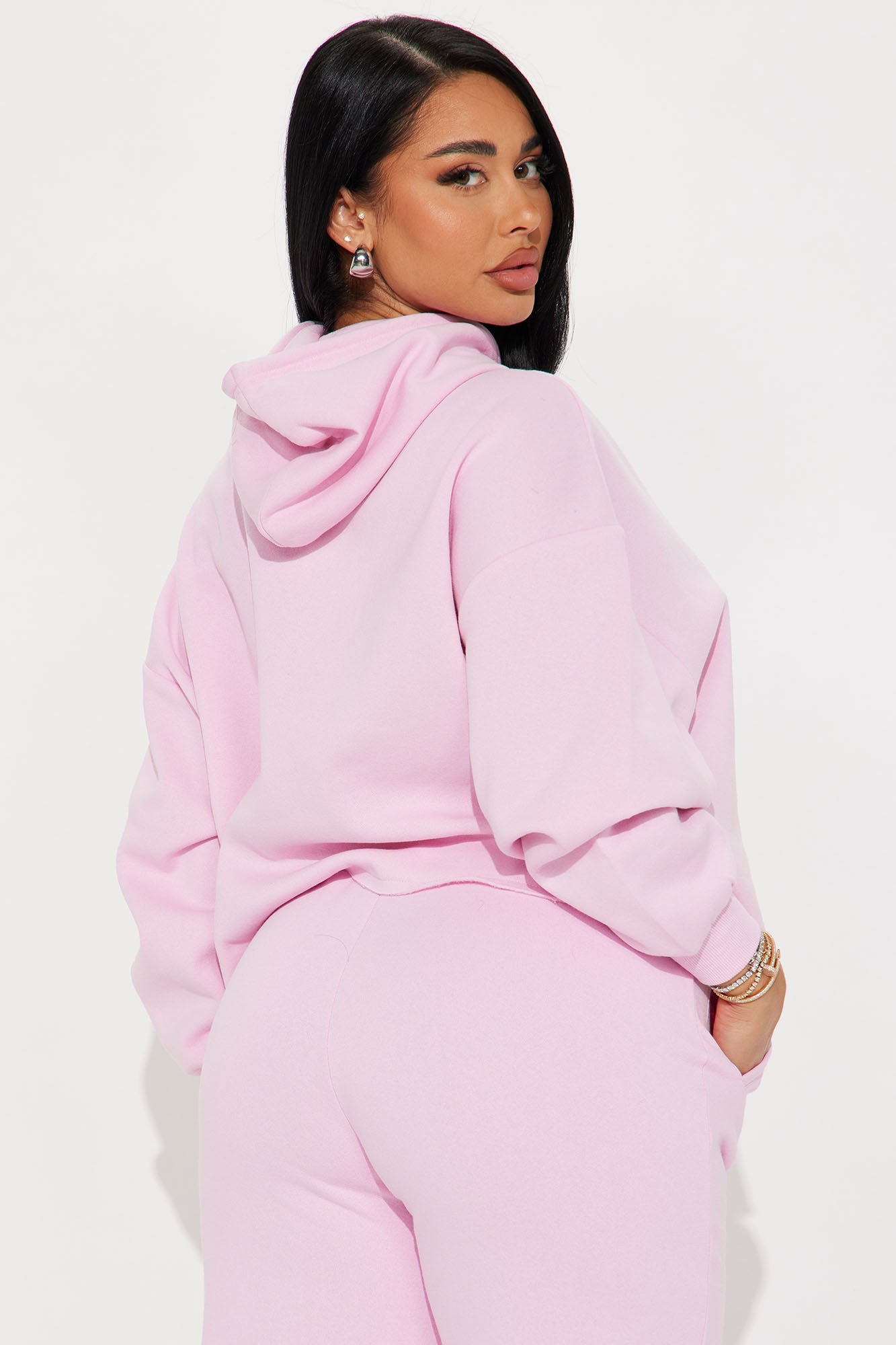 Von Dutch Rhinestone Cropped Hoodie - Pink - Image 4