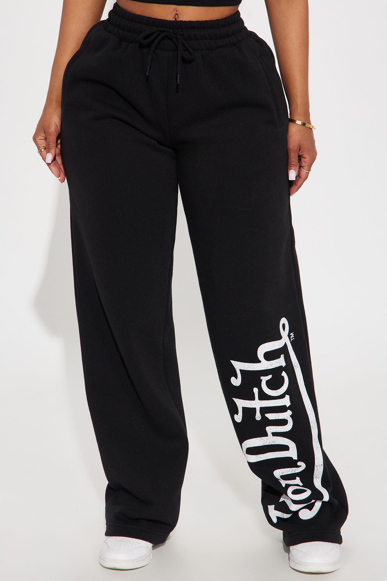 Von Dutch Washed Wide Leg Pant - Black/White - Image 3