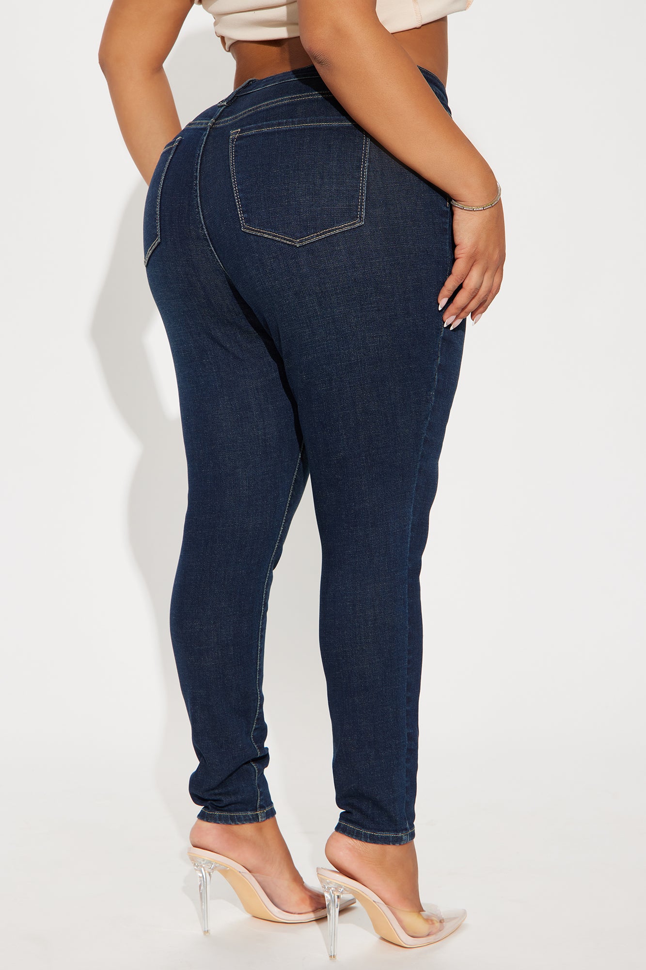 Instant BBL Padded Stretch Sculpting Skinny Jeans - Dark Wash - Image 6