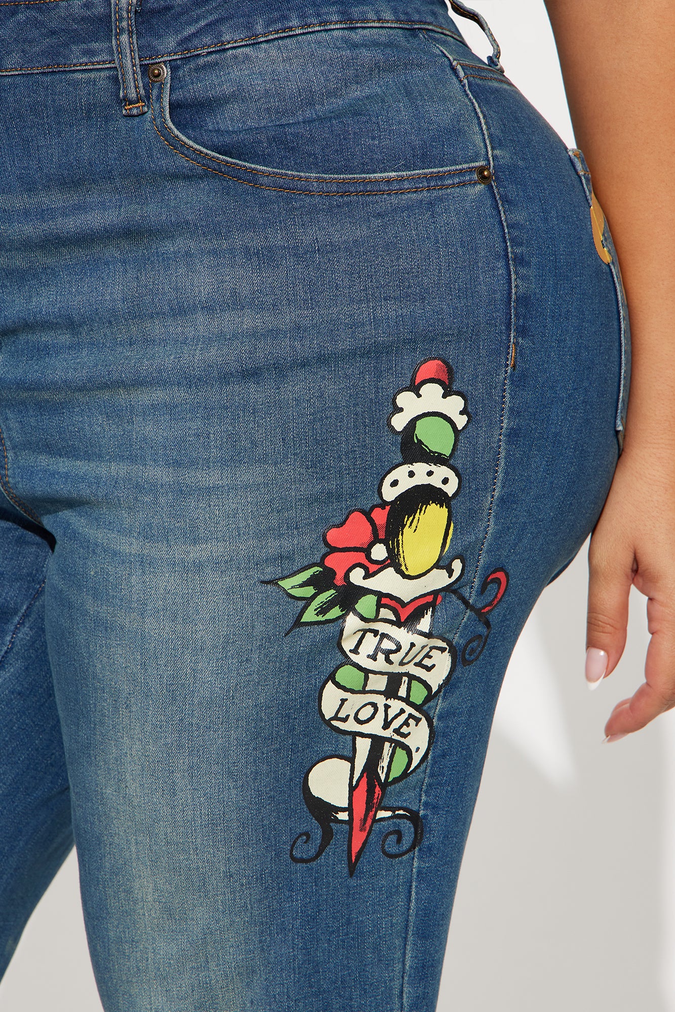 Ed Hardy True Love Denim Jumpsuit - Medium Wash - Image 11