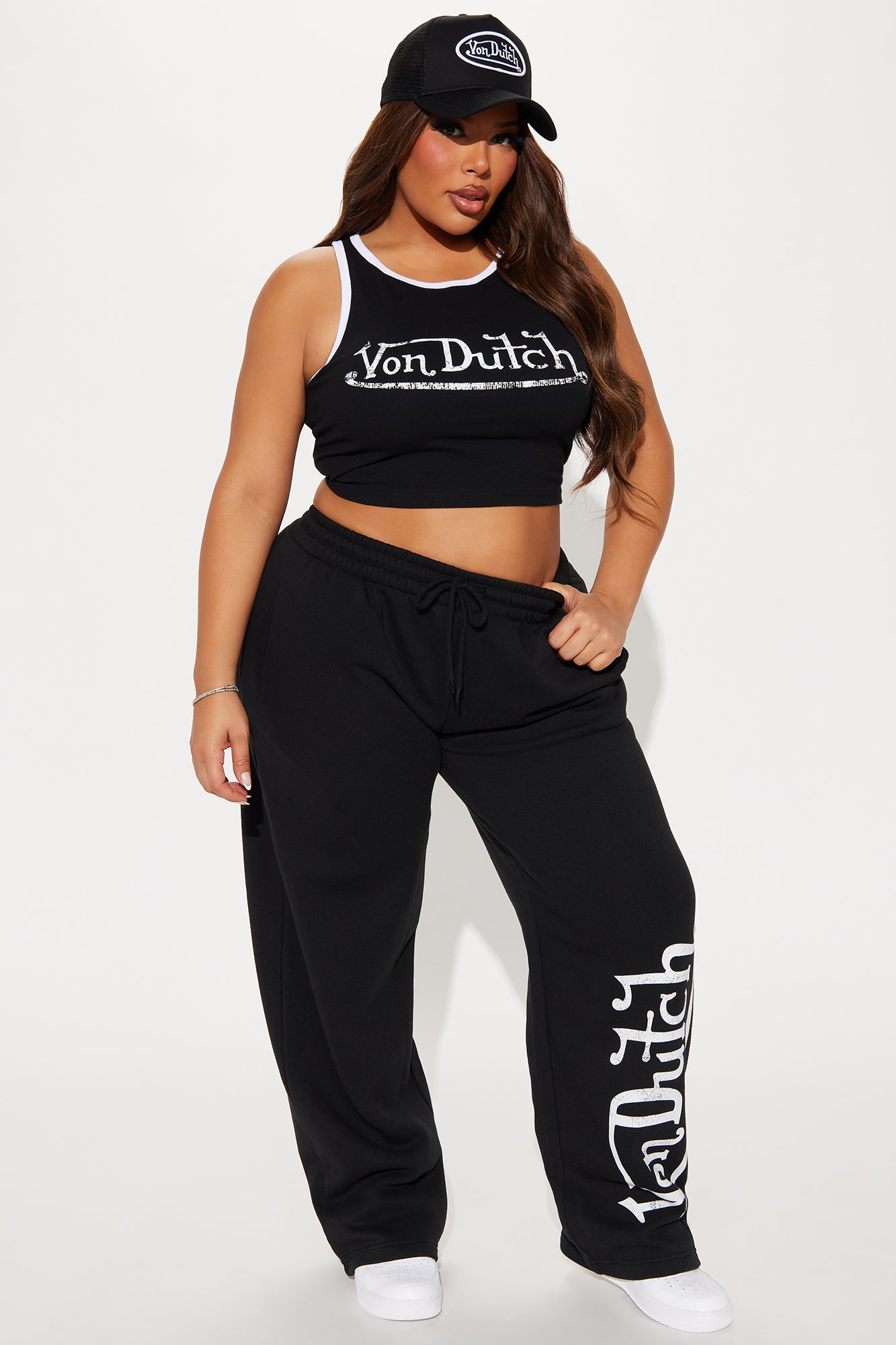 Von Dutch Washed Wide Leg Pant - Black/White - Image 5