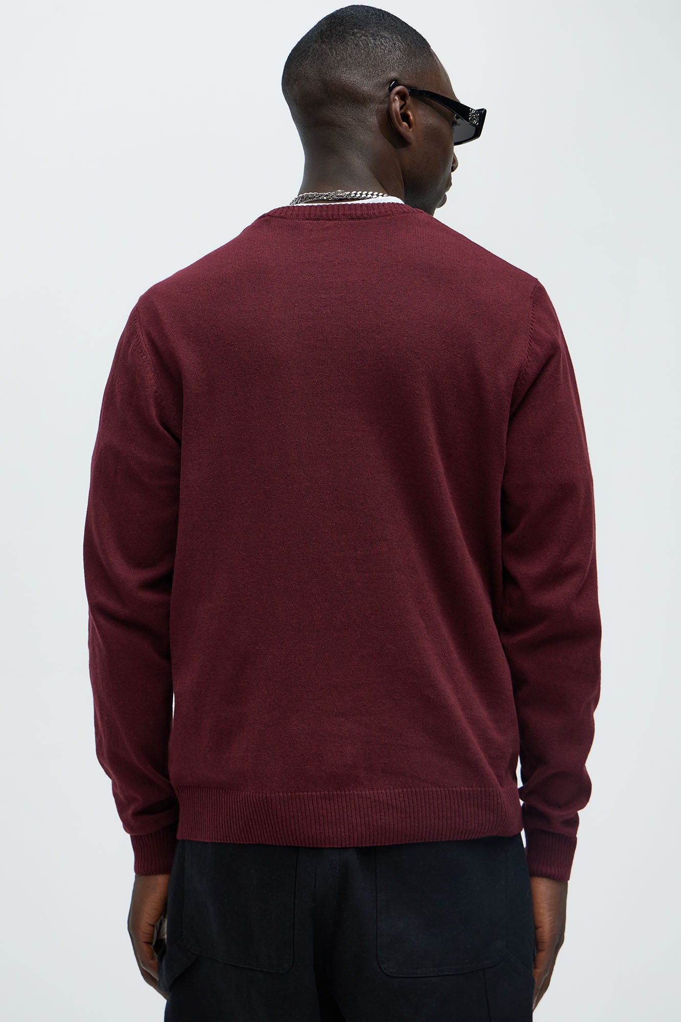 Cozy and Cool Crewneck Sweater - Burgundy - Image 4
