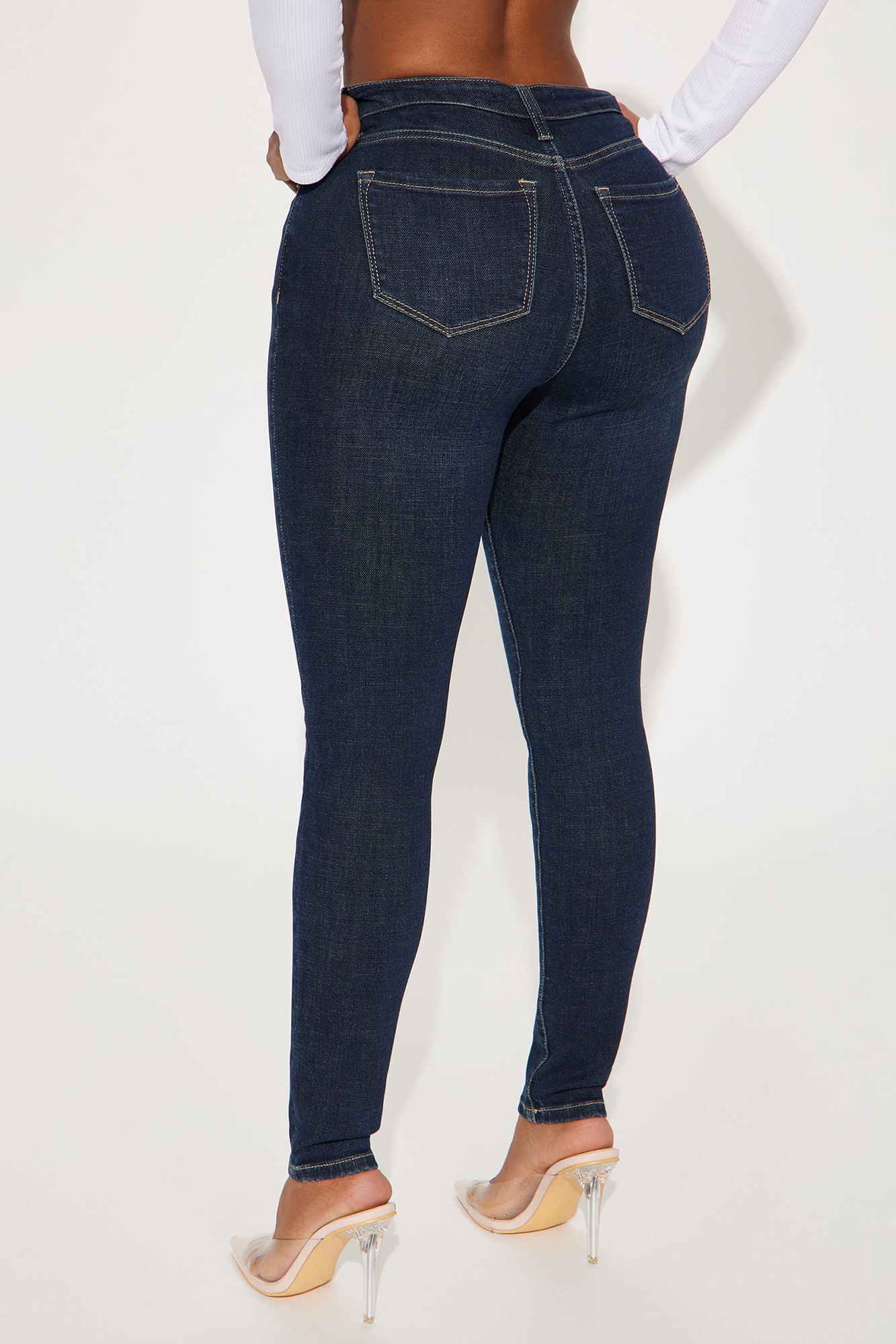Instant BBL Padded Stretch Sculpting Skinny Jeans - Dark Wash - Image 3