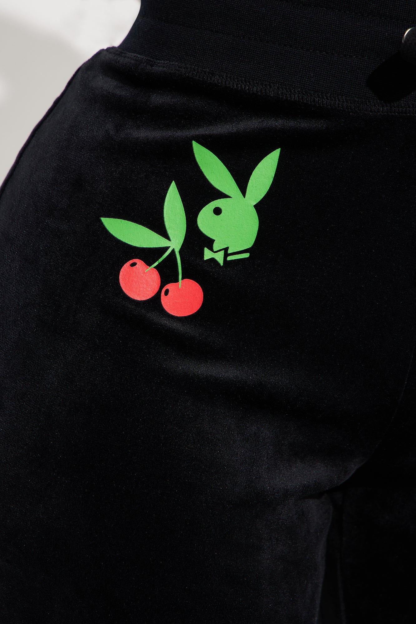 Playboy Cherry Velour Wide Leg Pant - Black - Image 3
