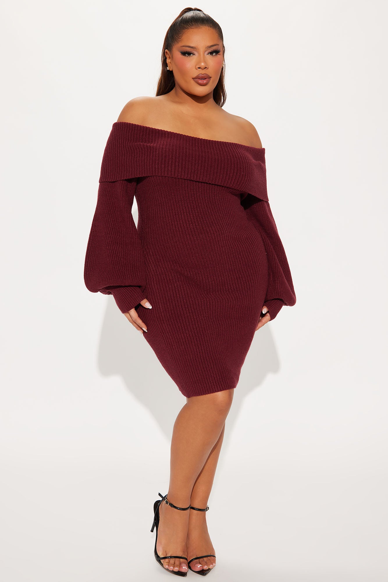 Faith Sweater Mini Dress - Burgundy - Image 4