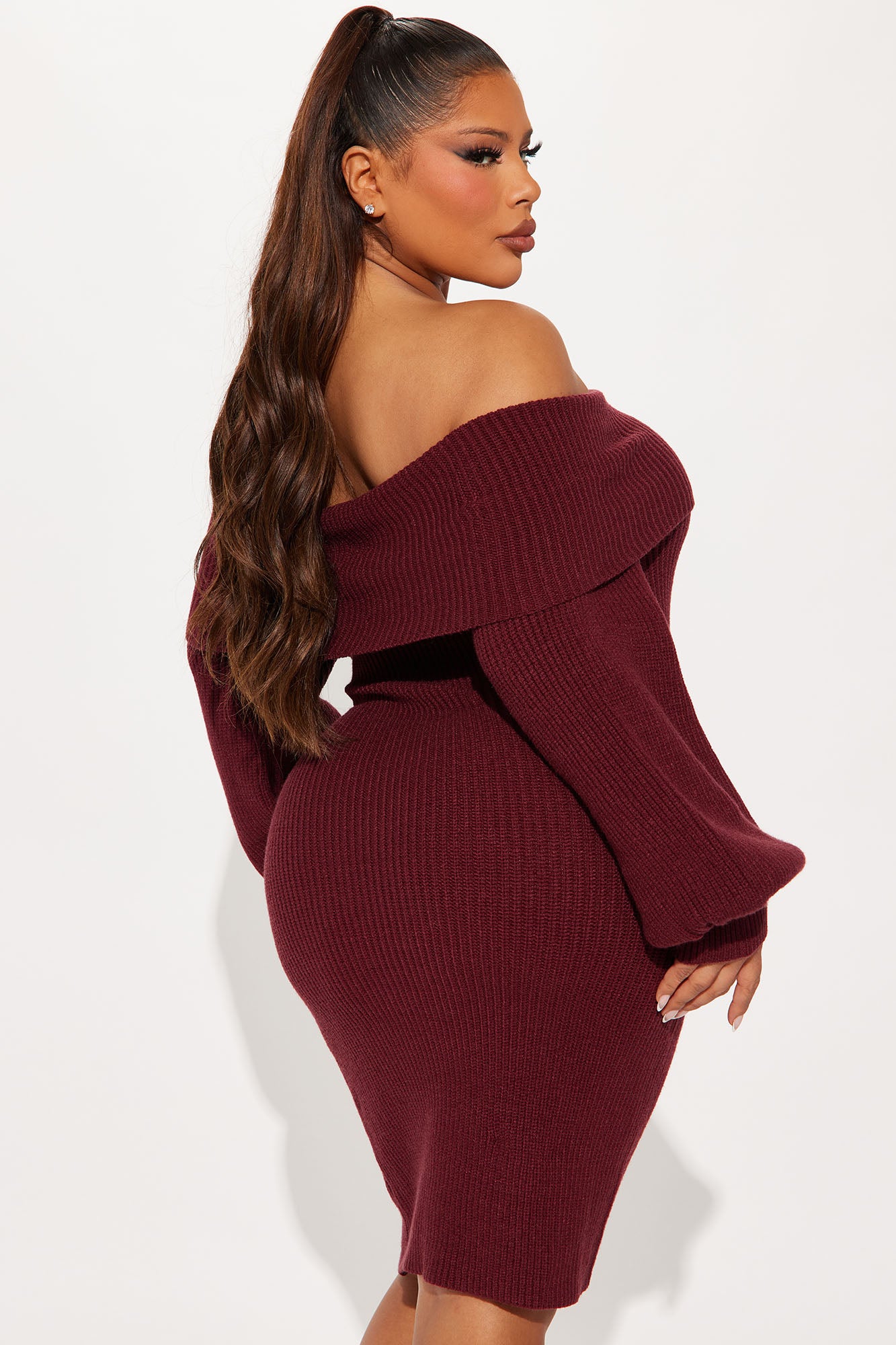 Faith Sweater Mini Dress - Burgundy - Image 6