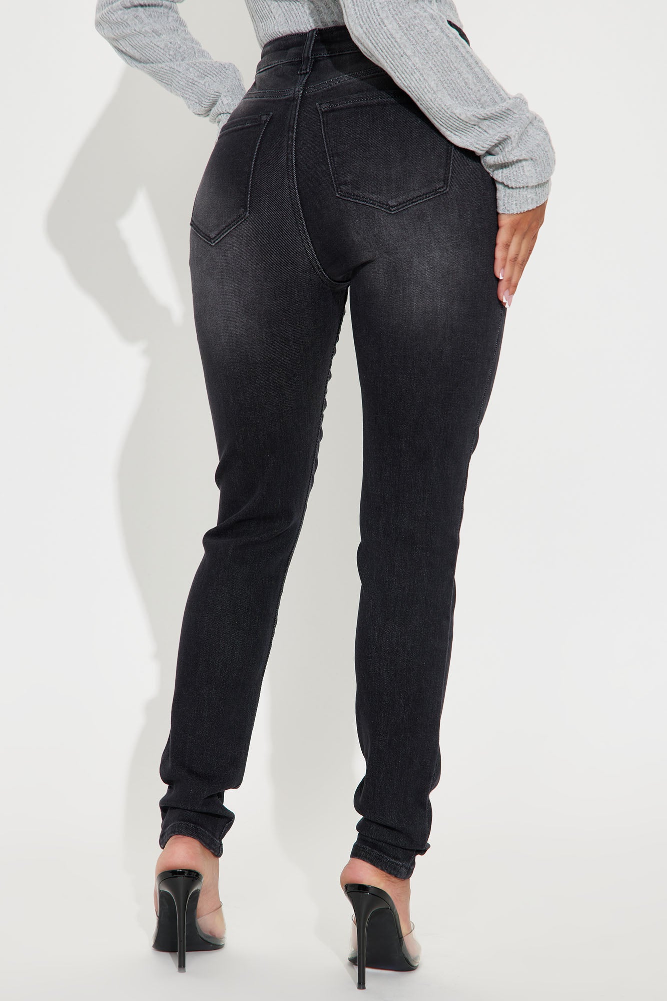Instant BBL Padded Stretch Sculpting Skinny Jeans - Black Wash - Image 3