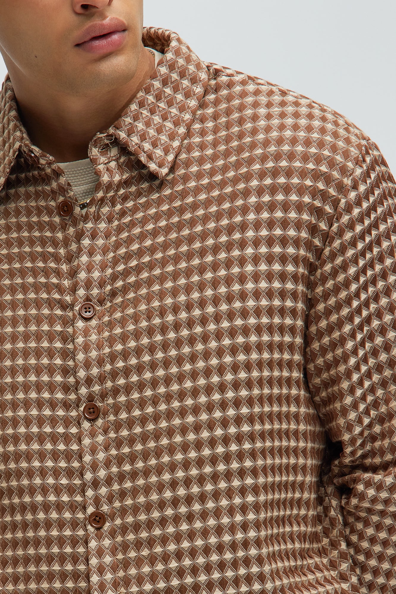 Runnin 'Round Button Up Shirt - Brown/combo - Image 4