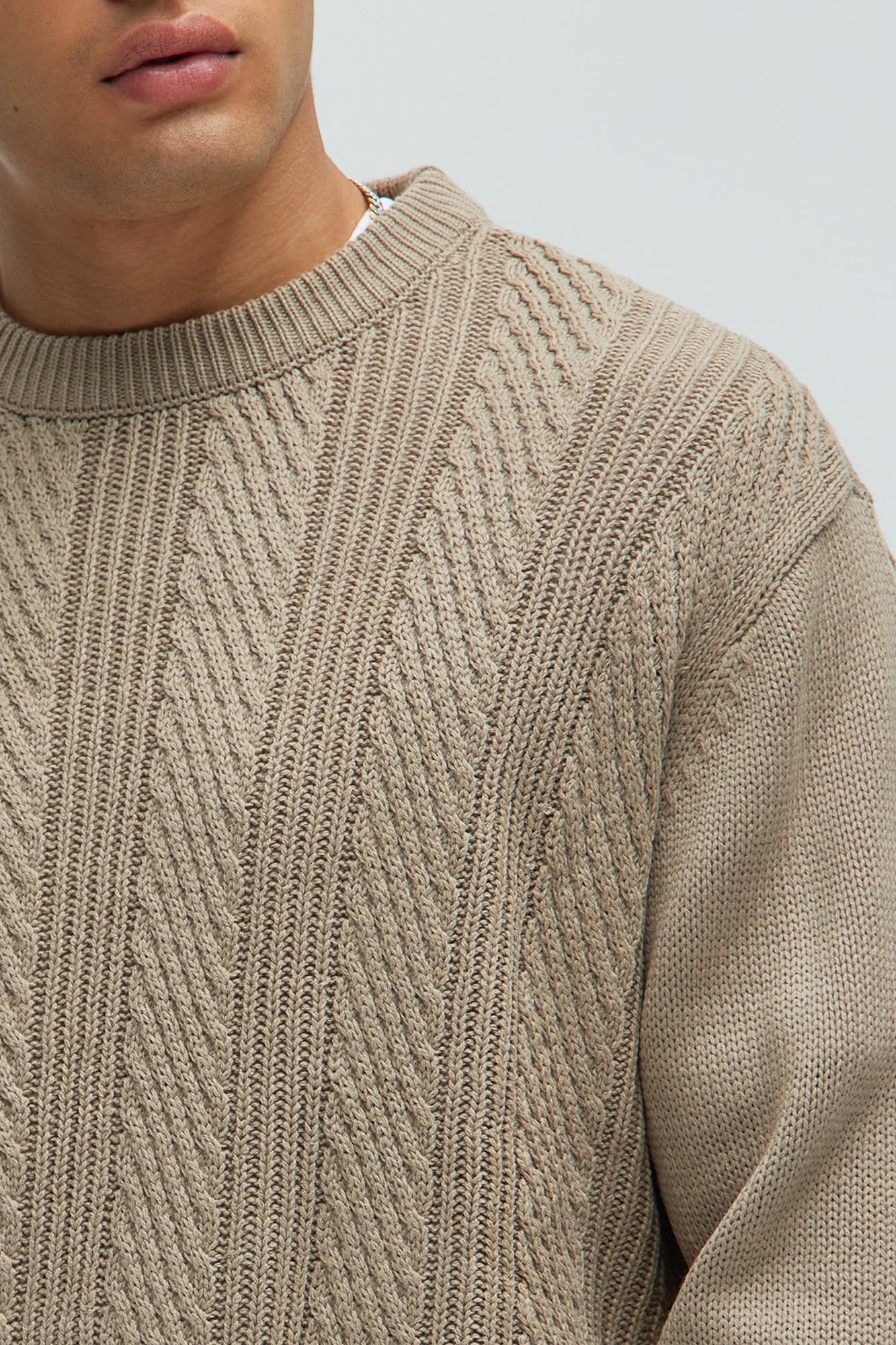 All Night Long Crewneck Sweater - Tan - Image 3