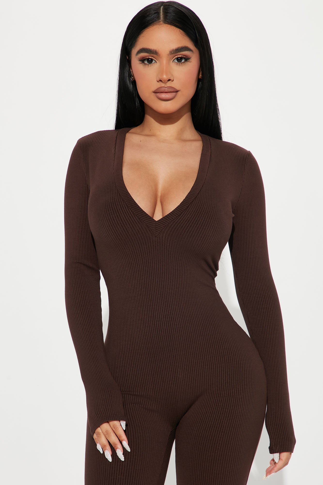 Raven Snatched Jumpsuit - Chocolate - Image 4