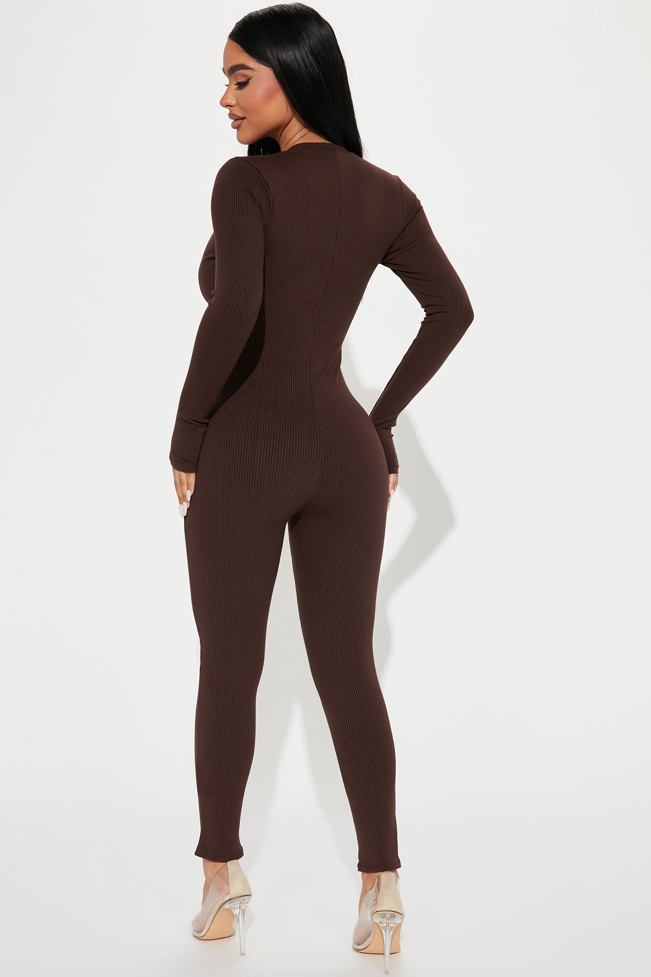 Raven Snatched Jumpsuit - Chocolate - Image 5