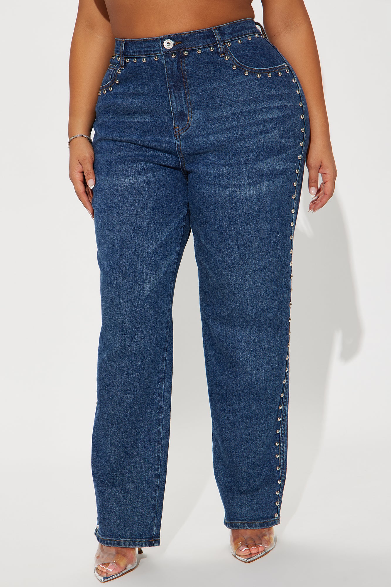 For Keeps Studded Straight Leg Jeans - Medium Wash - Image 5