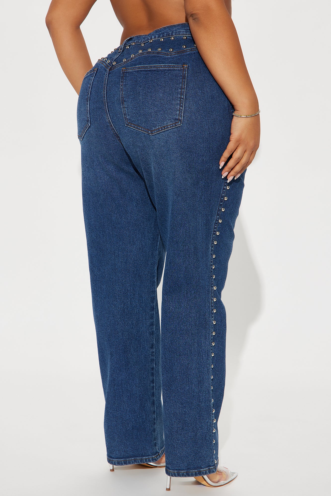 For Keeps Studded Straight Leg Jeans - Medium Wash - Image 7