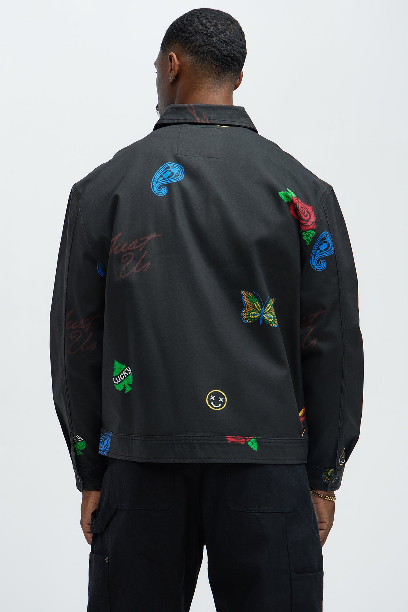 Patchwork Style Trucker Jacket - Black/combo - Image 5