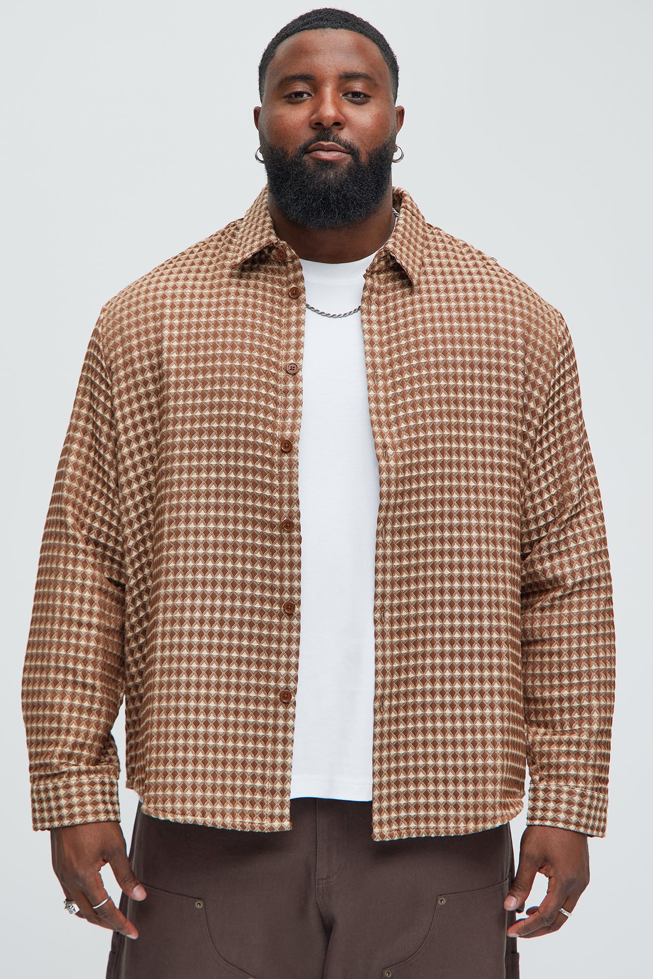Runnin 'Round Button Up Shirt - Brown/combo - Image 6