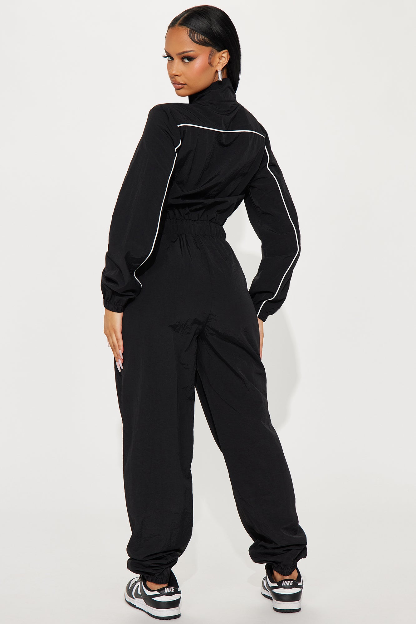 Sporty Love Windbreaker Jumpsuit - Black/White - Image 4