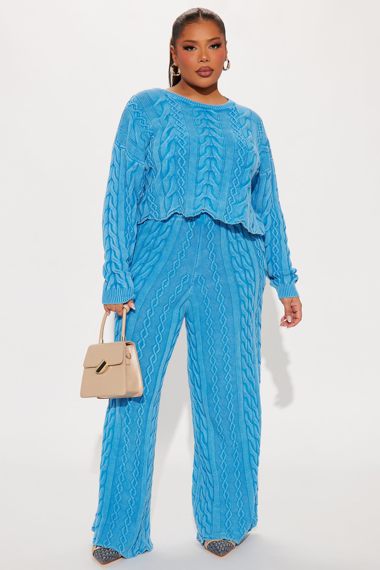 Ineza Mineral Wash Sweater Pant Set - Blue - Image 4