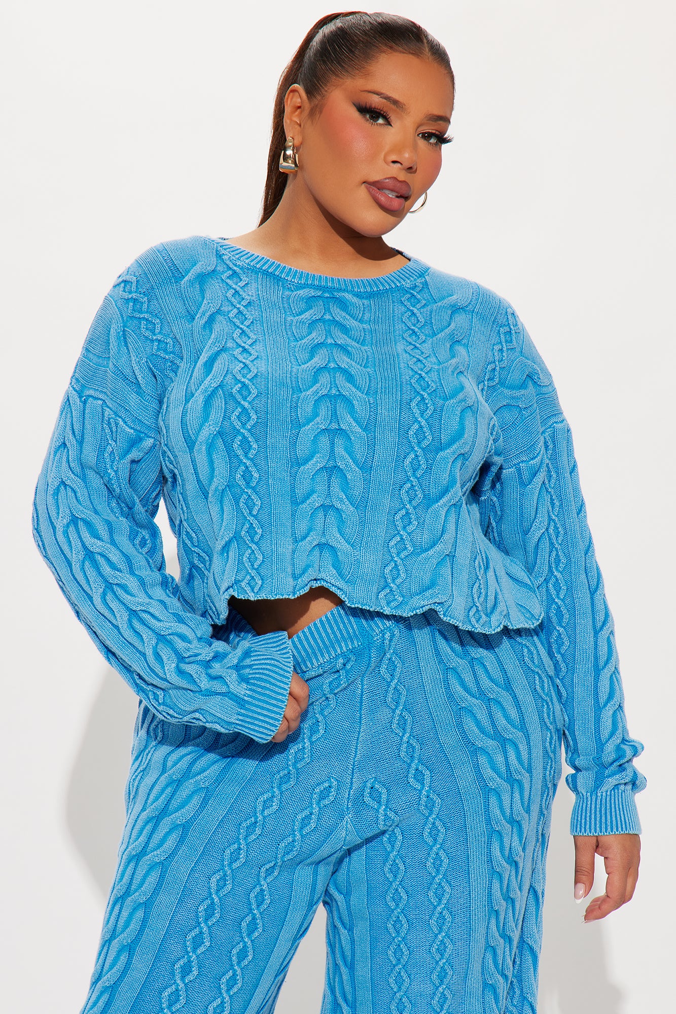Ineza Mineral Wash Sweater Pant Set - Blue - Image 5