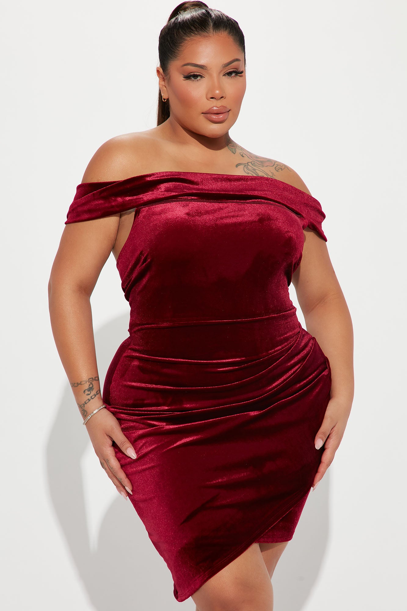 Abbey Mini Dress - Burgundy - Image 4