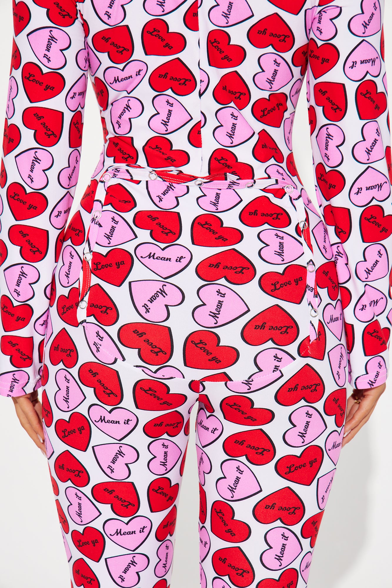 Sweet Hearts PJ Jumpsuit Onesie - Hot Pink/combo - Image 4