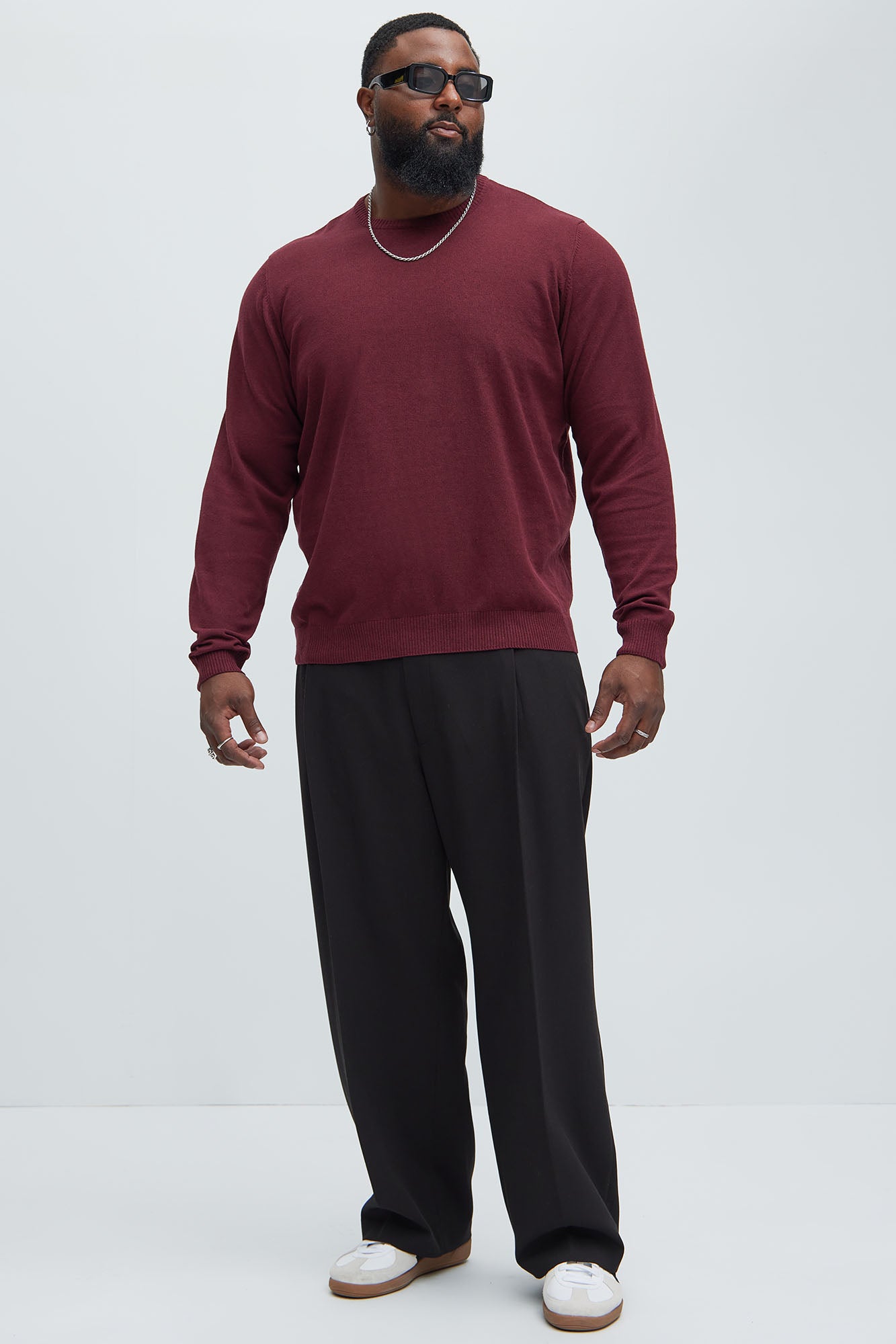 Cozy and Cool Crewneck Sweater - Burgundy - Image 6