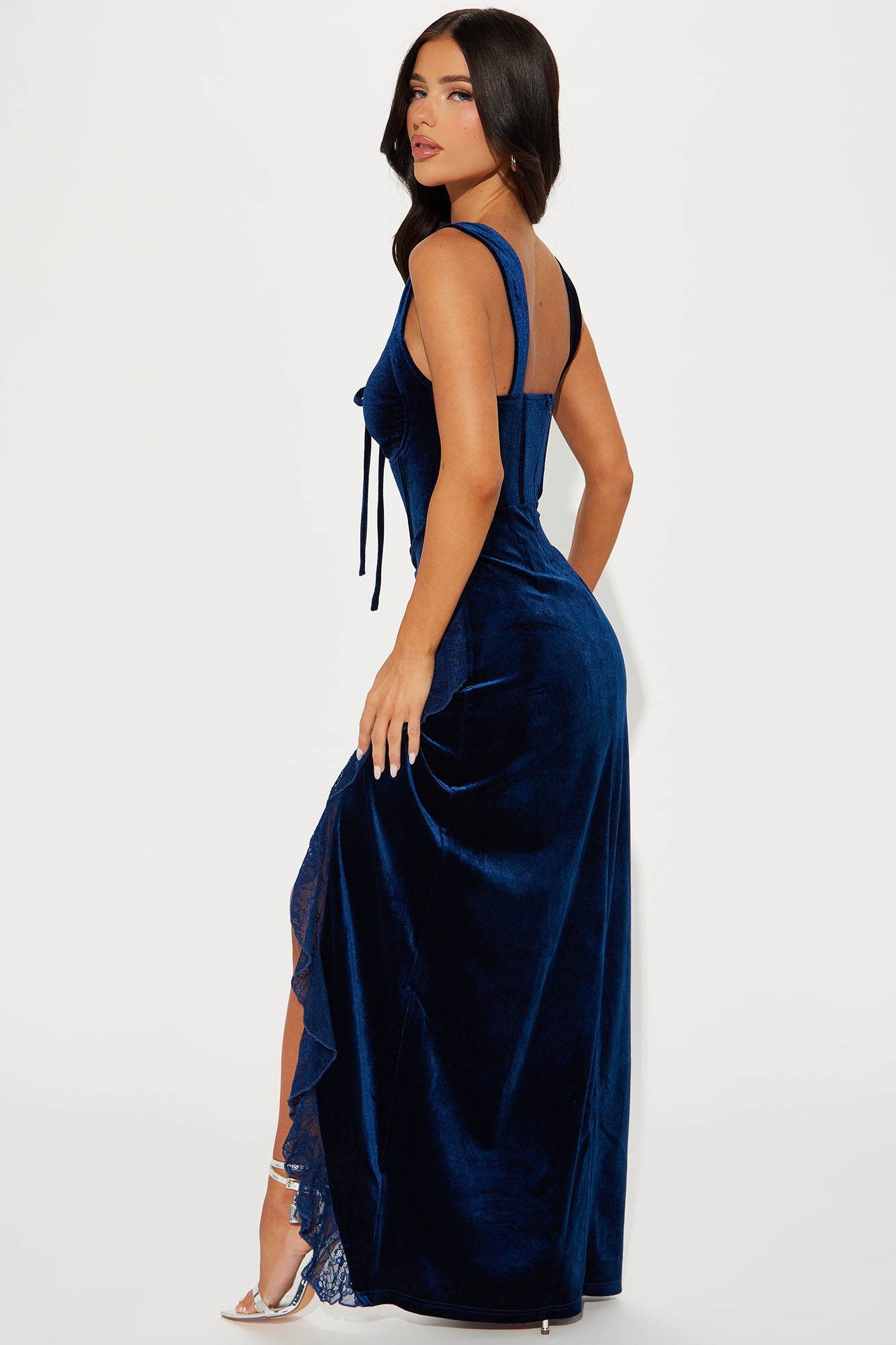 Sydney Velvet Maxi Dress - Navy - Image 3