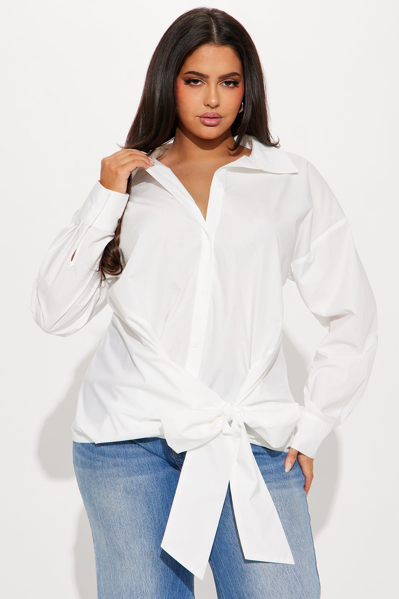 Wrapped In A Bow Poplin Shirt - White - Image 4