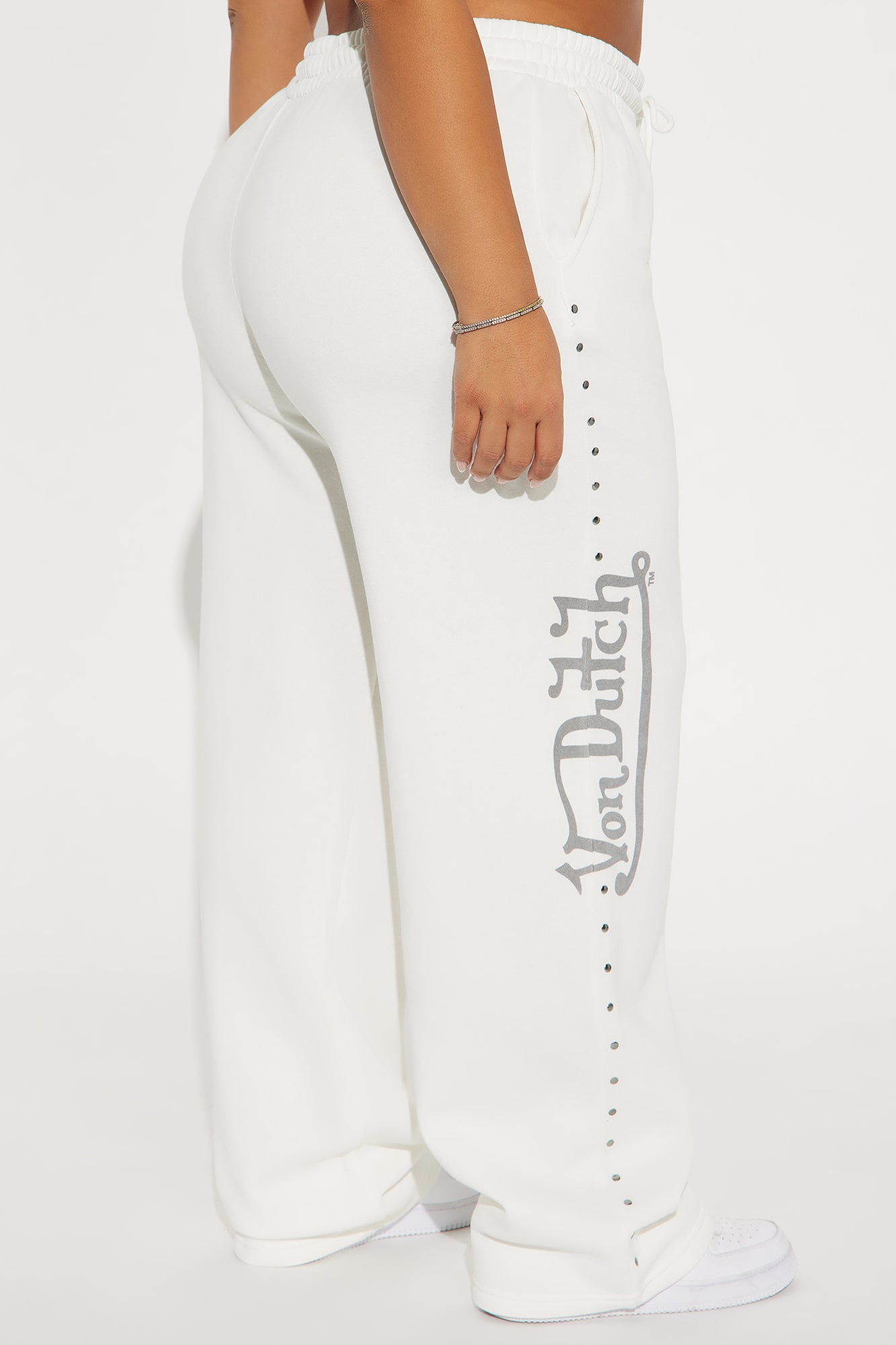 Von Dutch Studded Wide Leg Pant - Cream - Image 7
