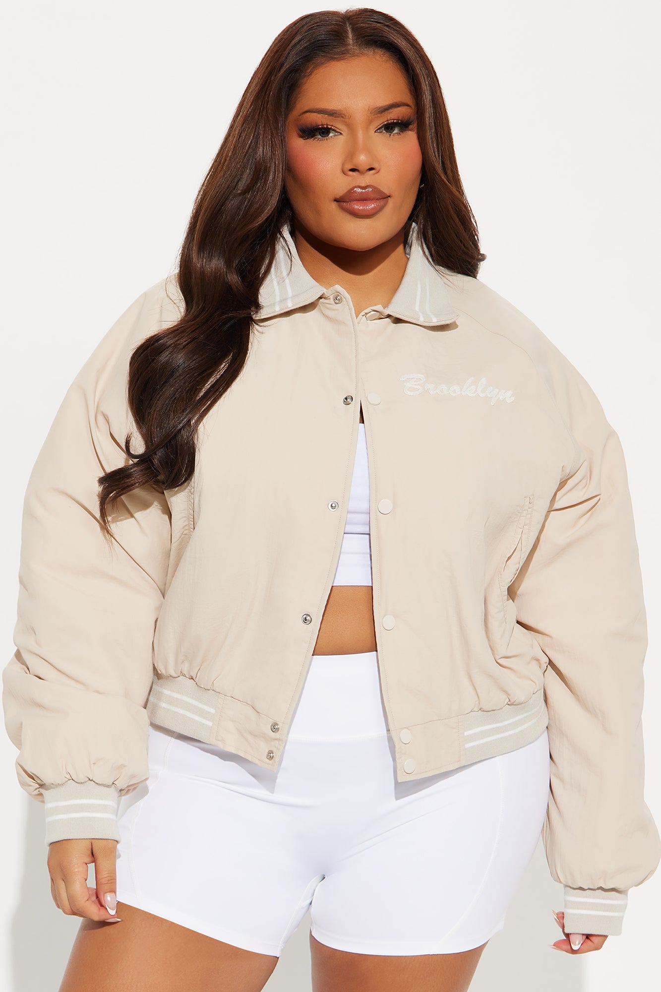 Smooth Brooklyn Bomber Jacket - Cream/combo - Image 5