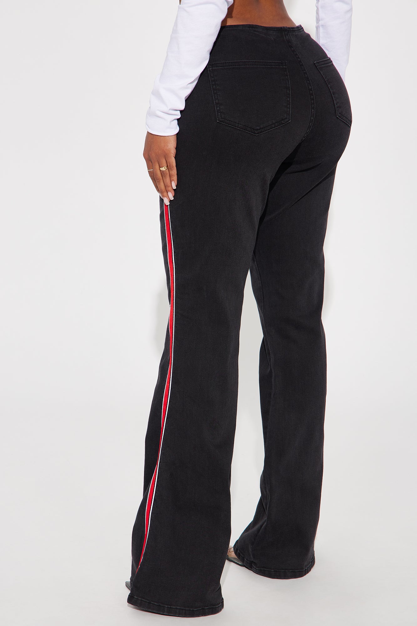 Brayden Button Up Flare Jeans - Black Wash - Image 3