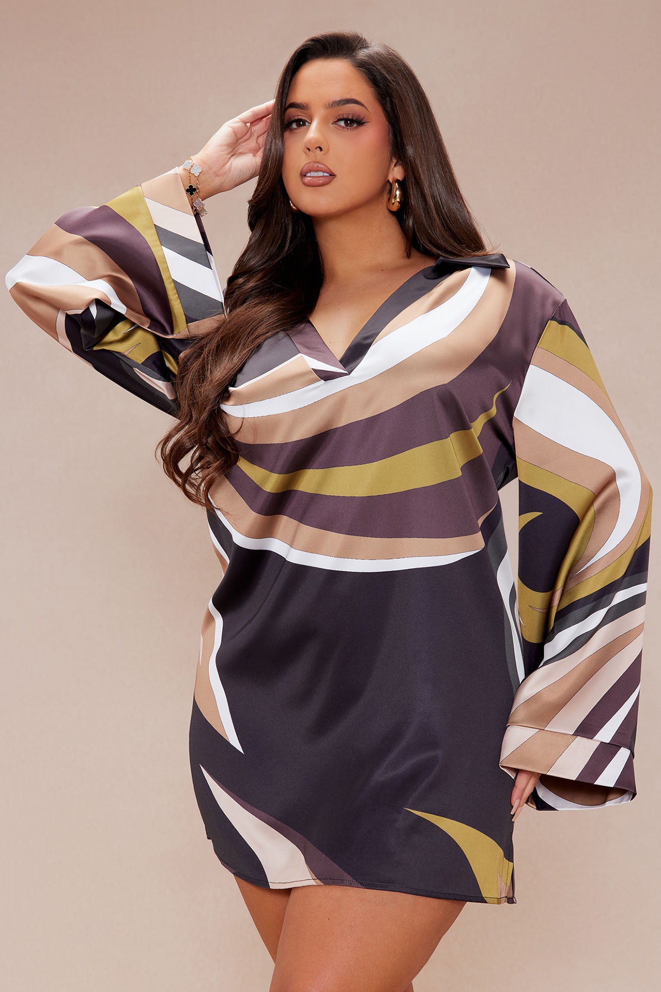 Akira Satin Mini Dress - Brown/combo - Image 5