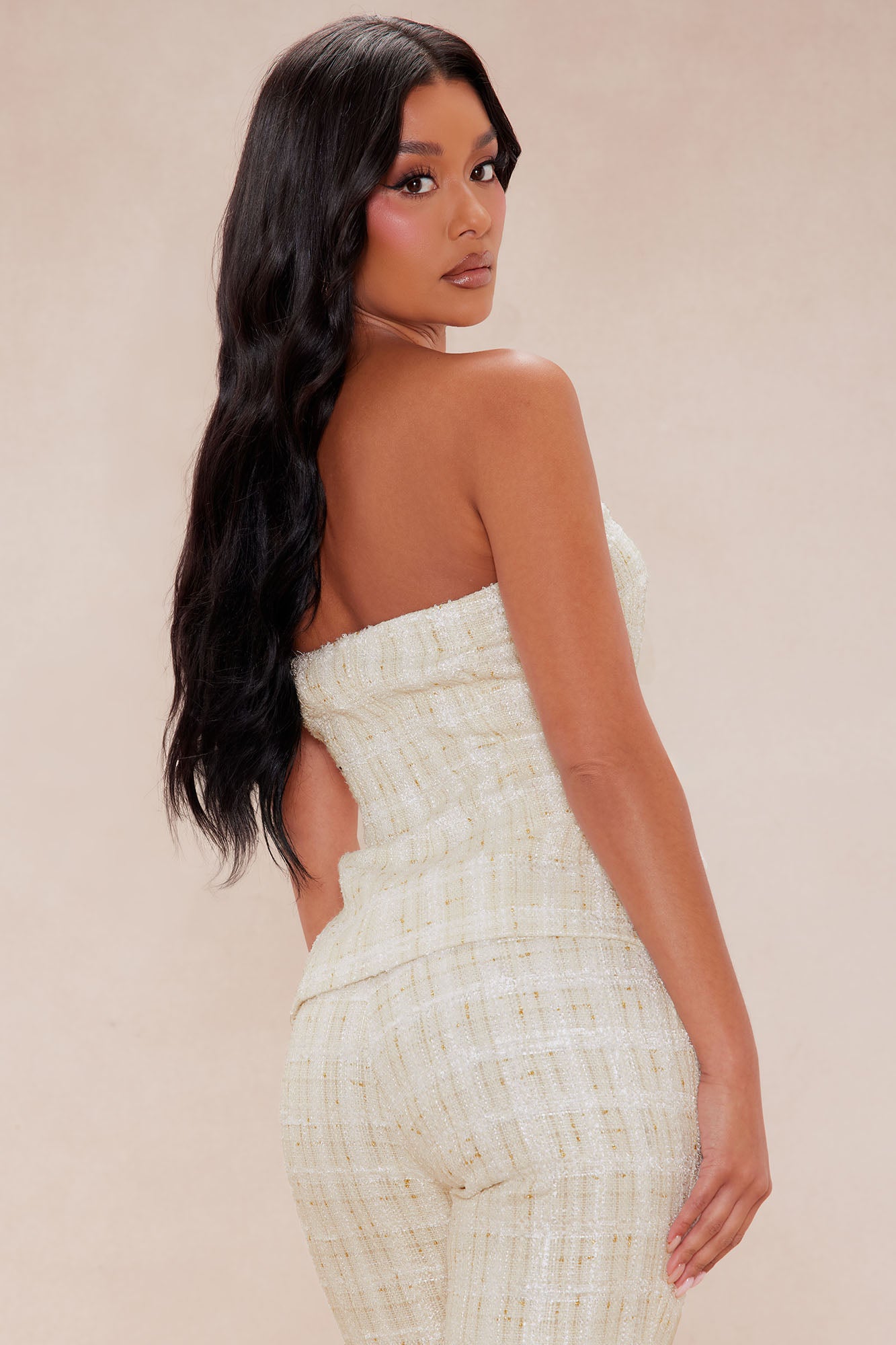 Talia Tweed Strapless Top - Natural/Combo - Image 4