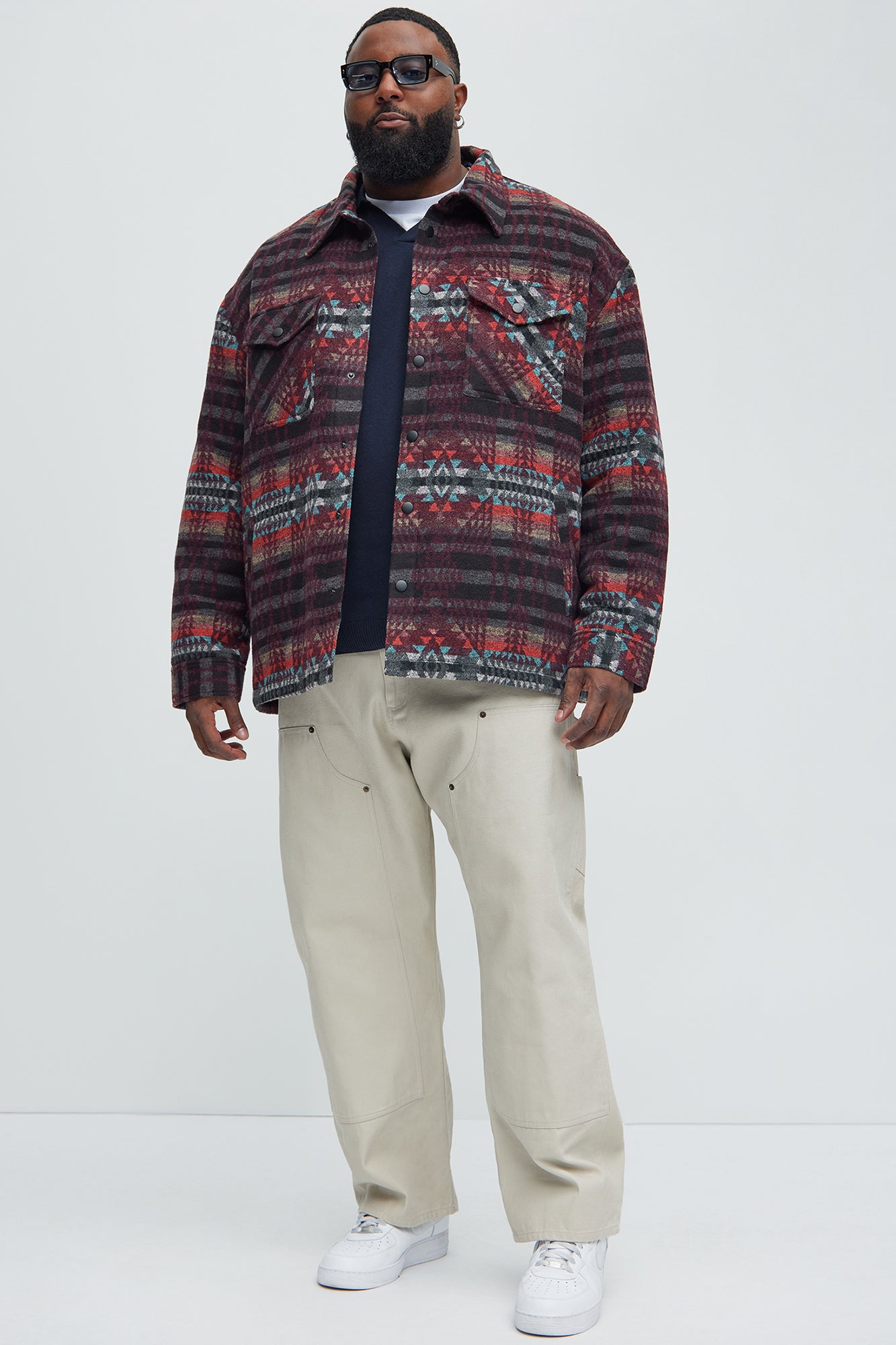 If We Ever Tried Quilted Shacket - Burgundy/combo - Image 7